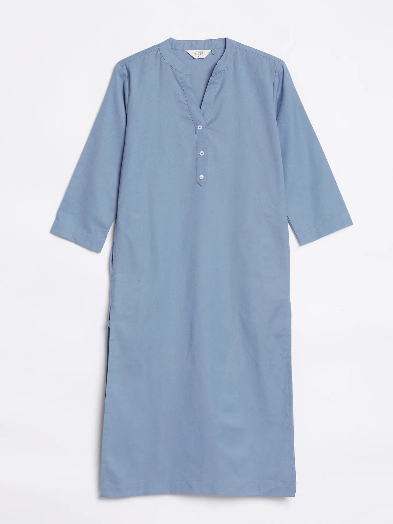 Women English Blue Airy Linen Long Kurta