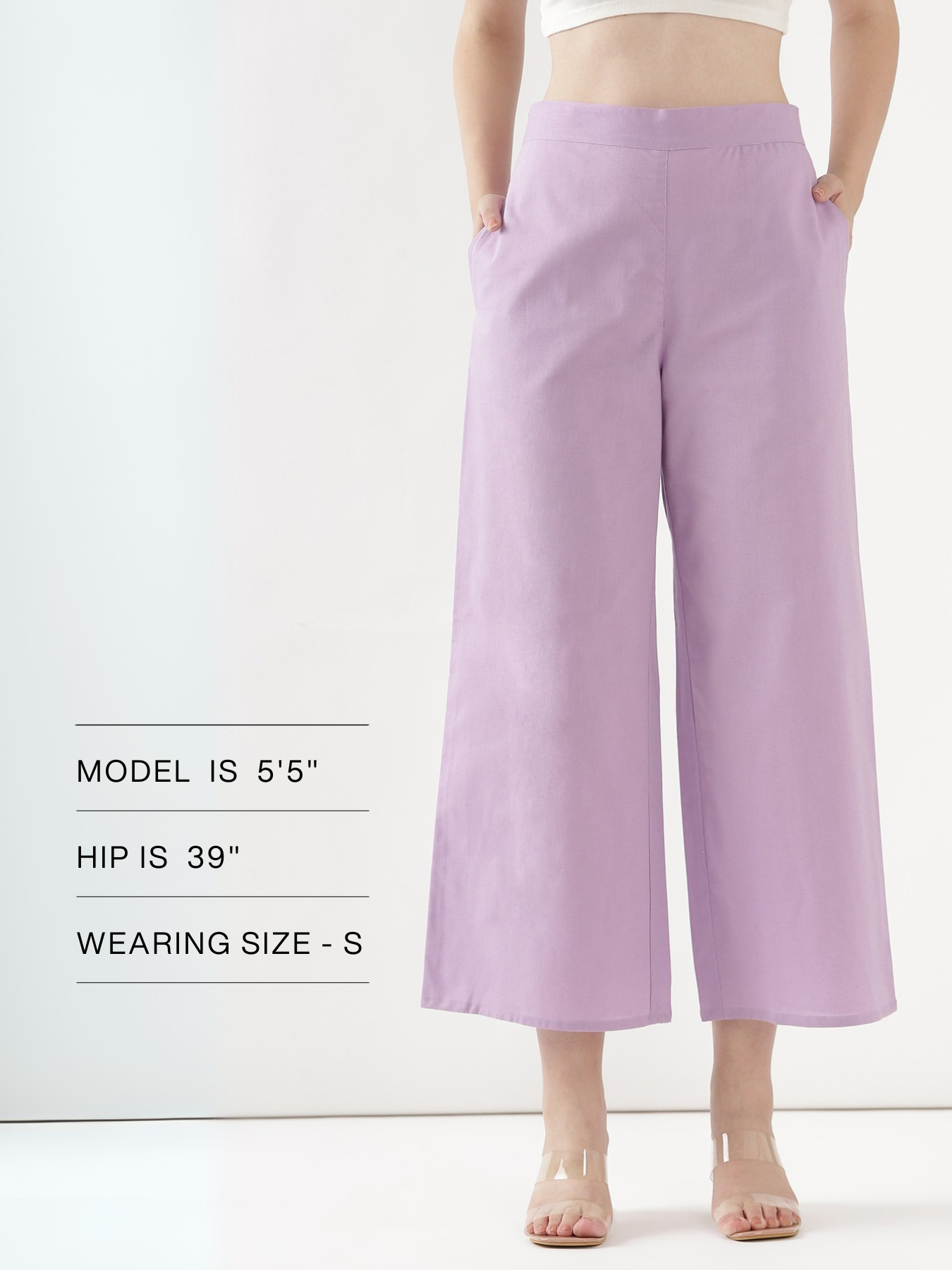 Women Lilac Airy Linen Wide Leg Pant