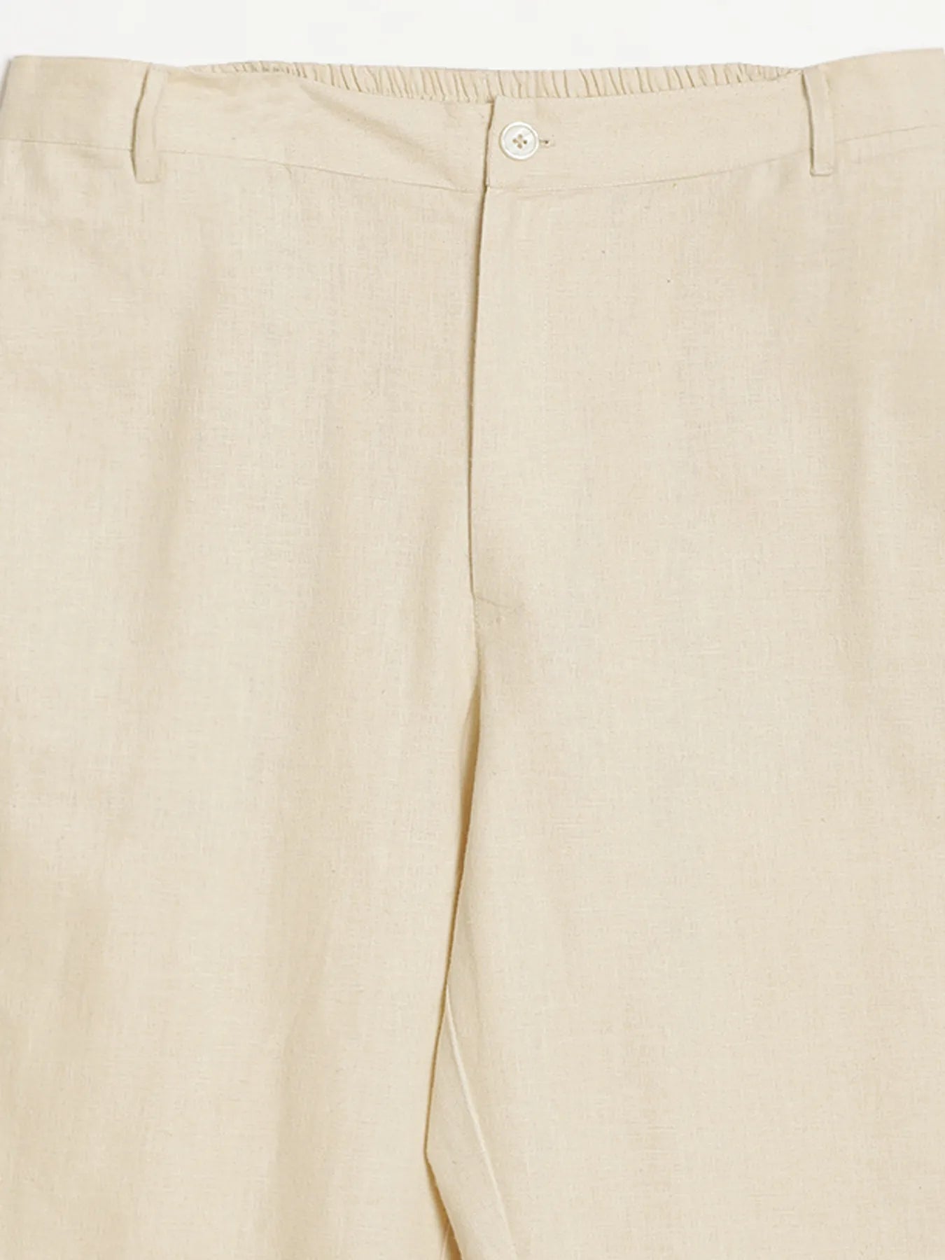 Men Beige Linen Blend Straight Pant