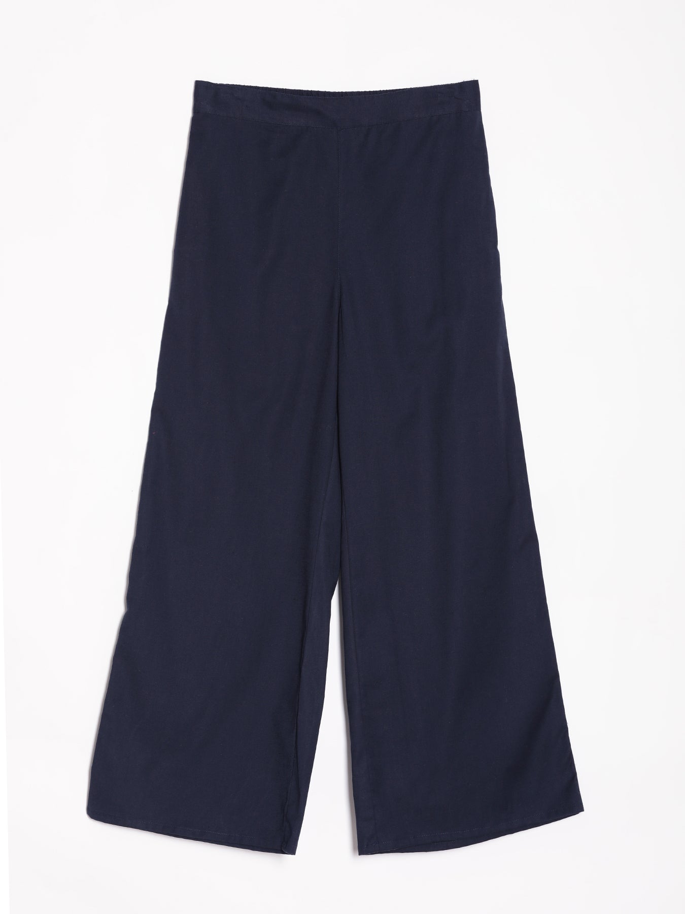Navy Blue Airy Linen Wide Leg Pant