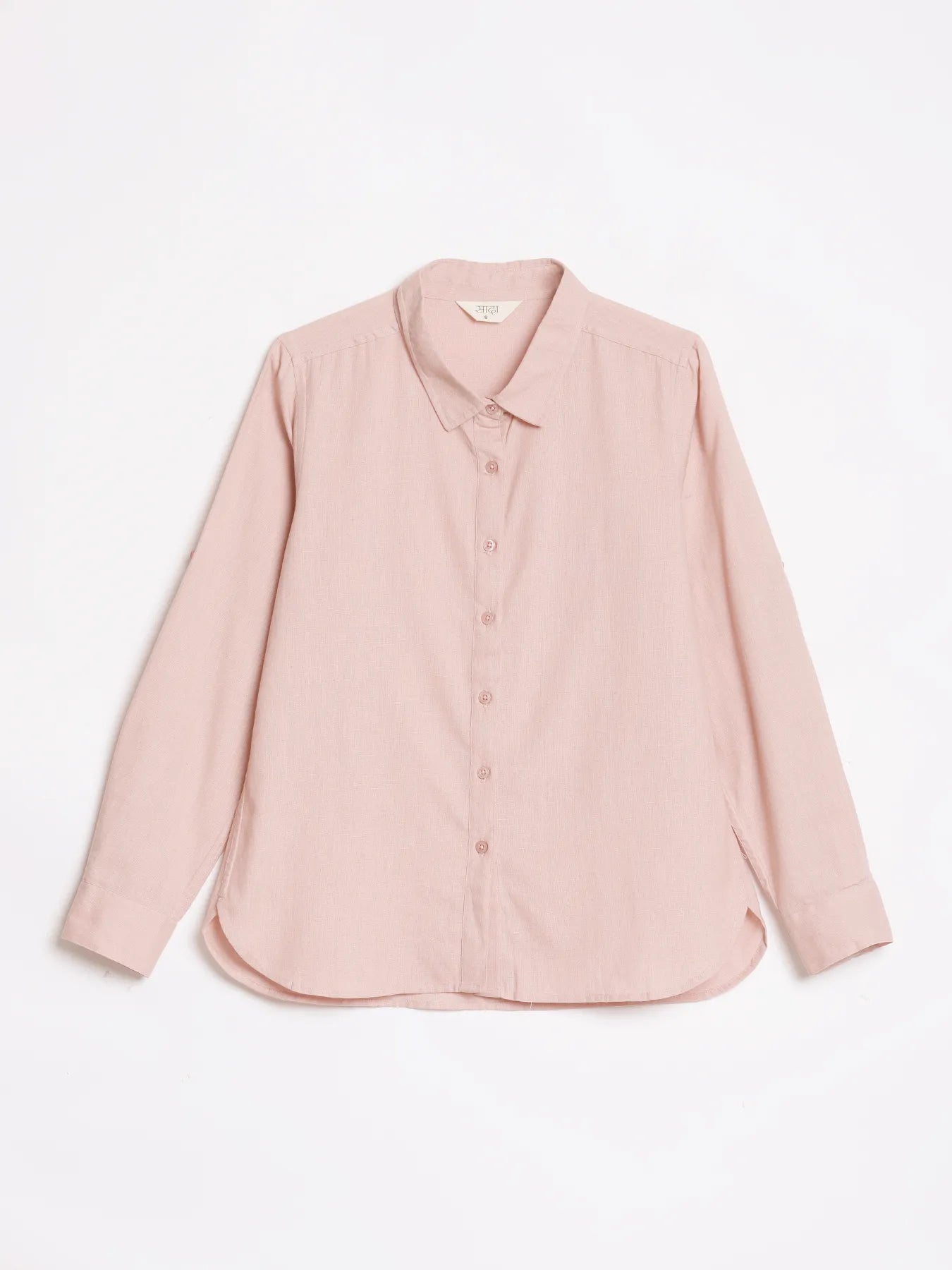Women Salmon Pink Airy-Linen Shirt