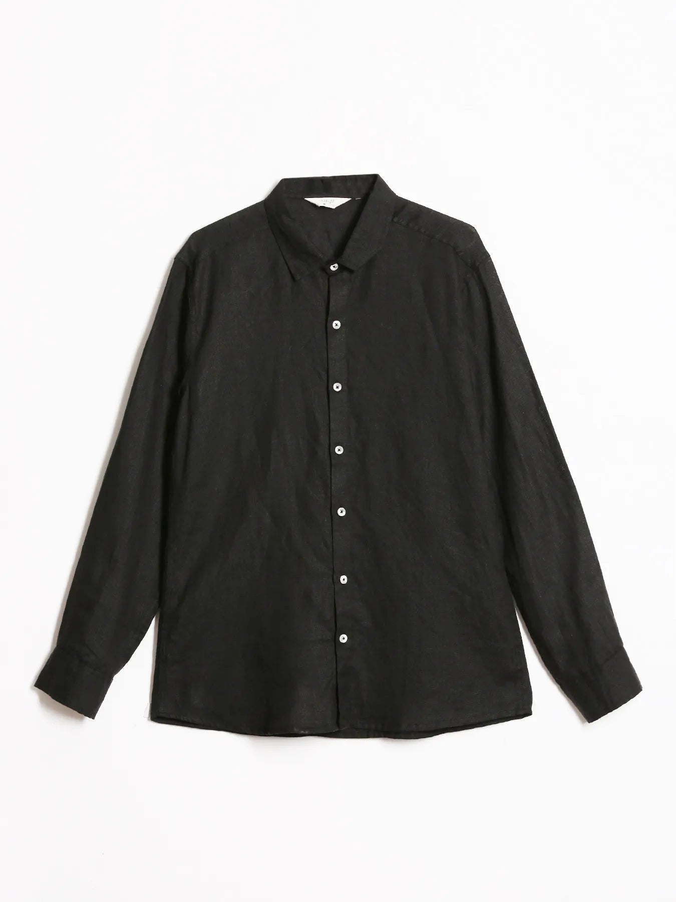 Men Black Pure Linen Full Sleeve Shirt