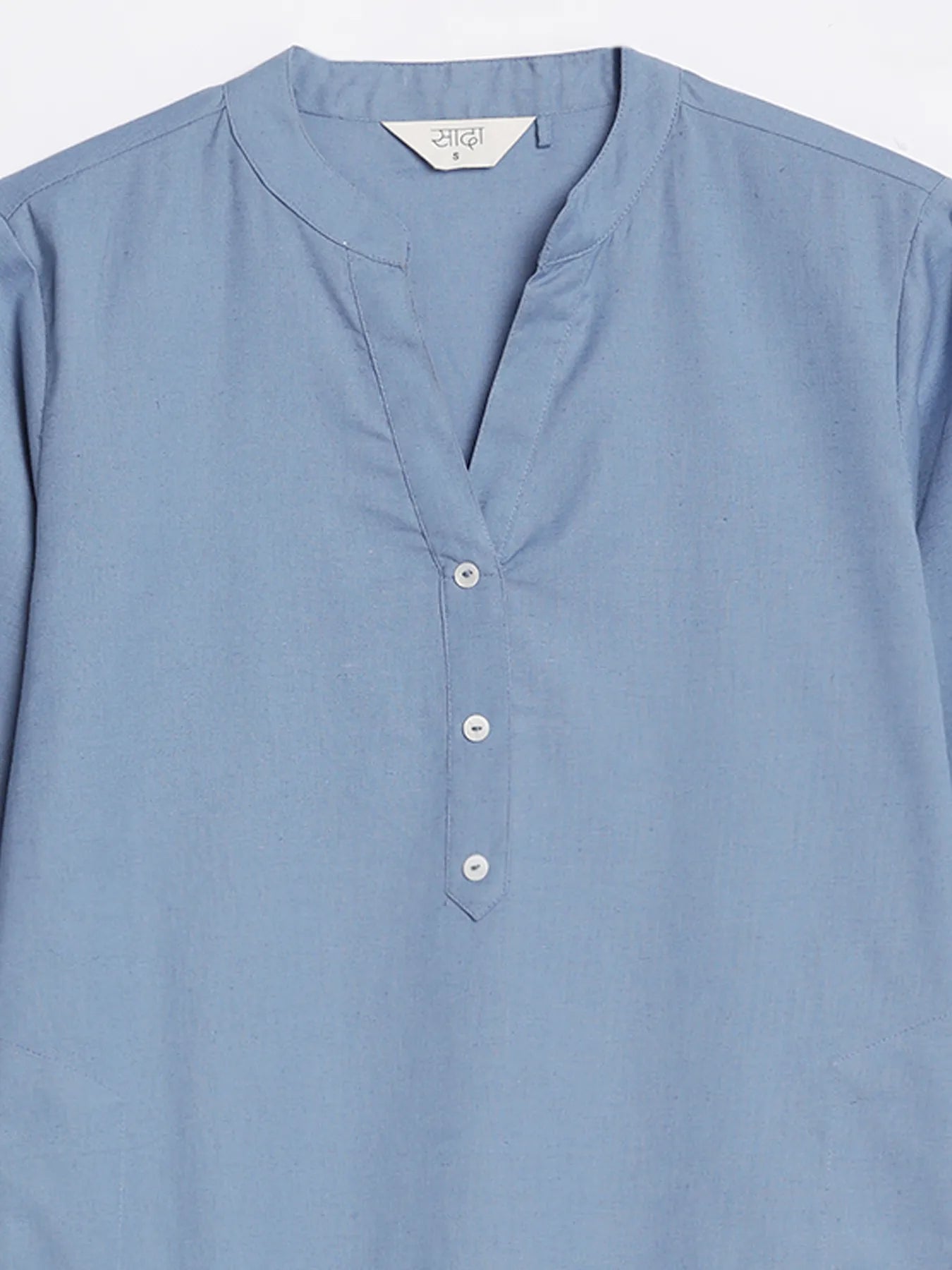 Women English Blue Airy Linen Long Kurta