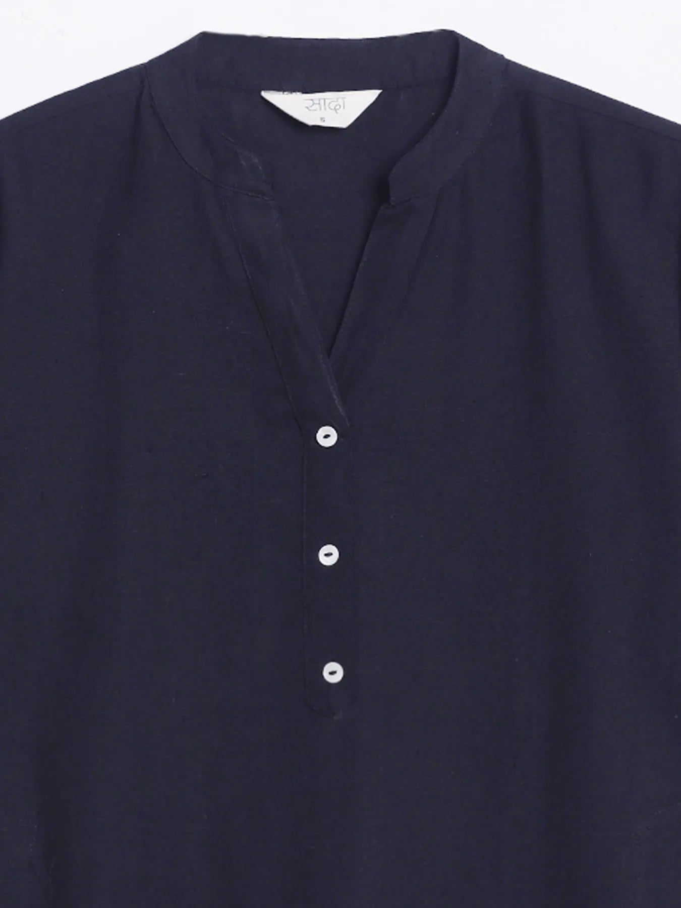 Women Navy Blue Airy Linen Long Kurta