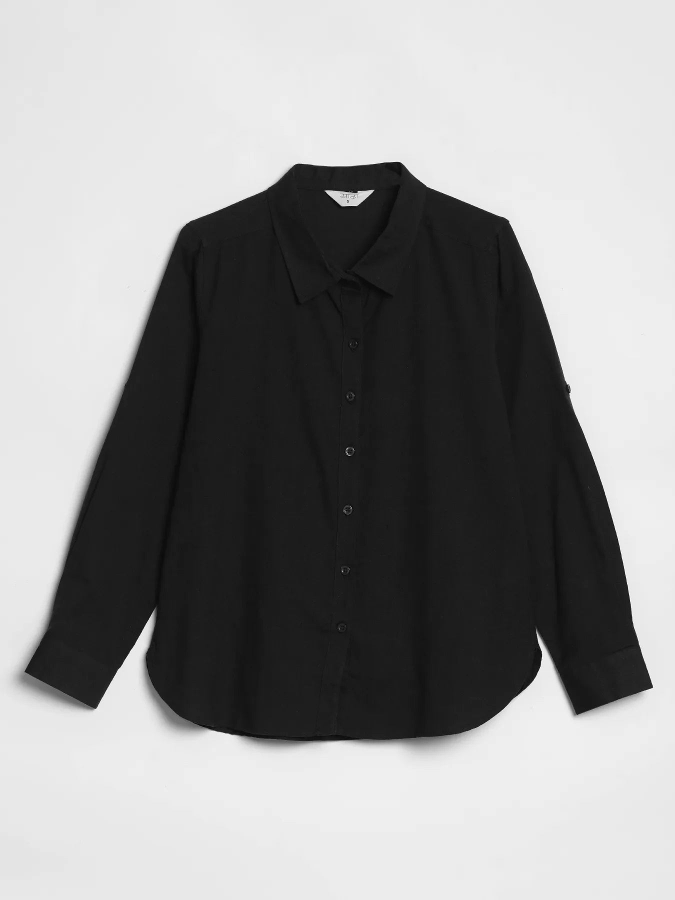 Women Black Airy-Linen Shirt