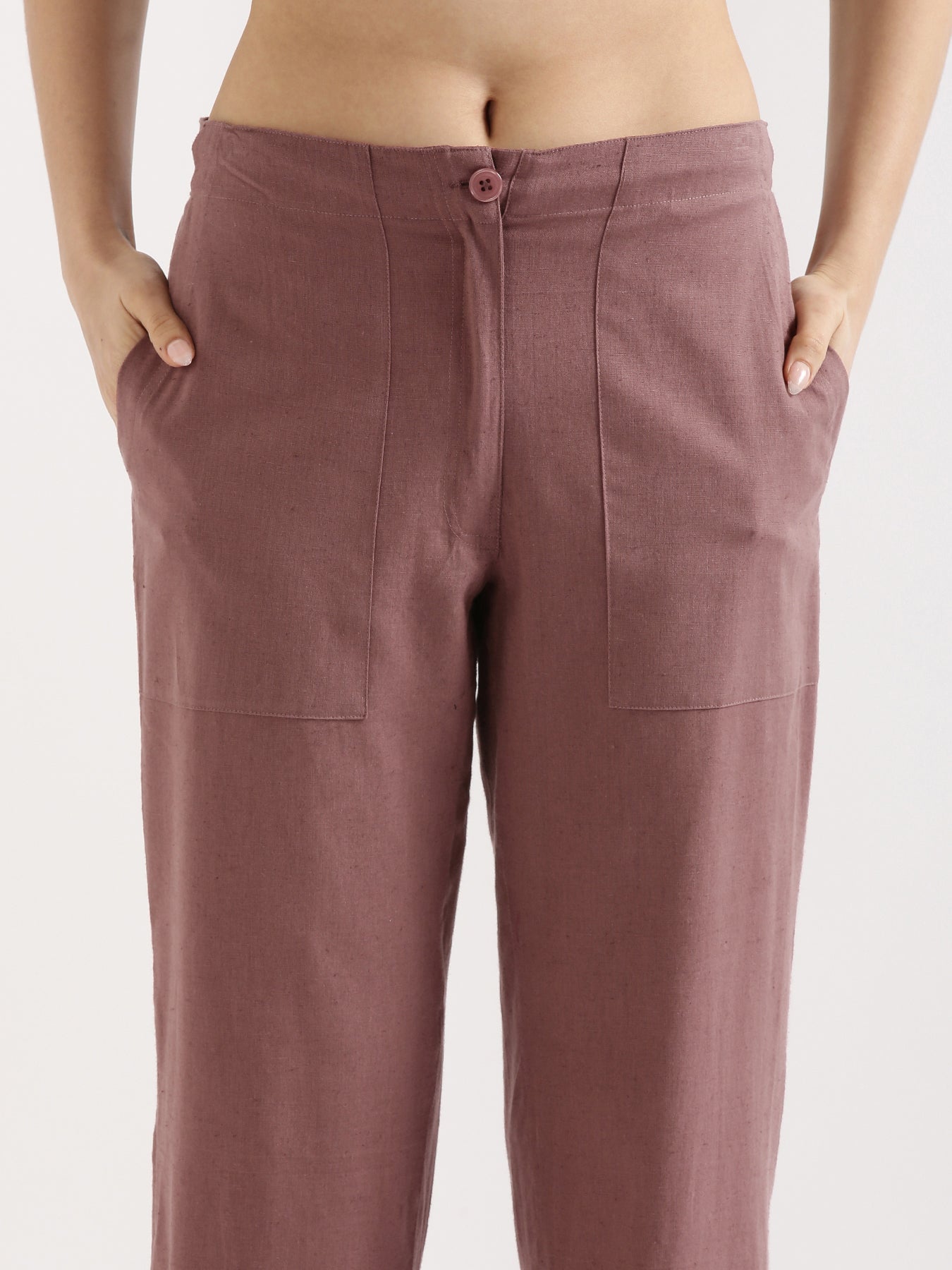 Rose Taupe Airy Linen Pants