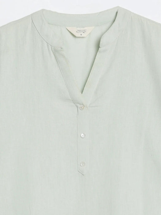Women Mint Green Airy Linen Long Kurta