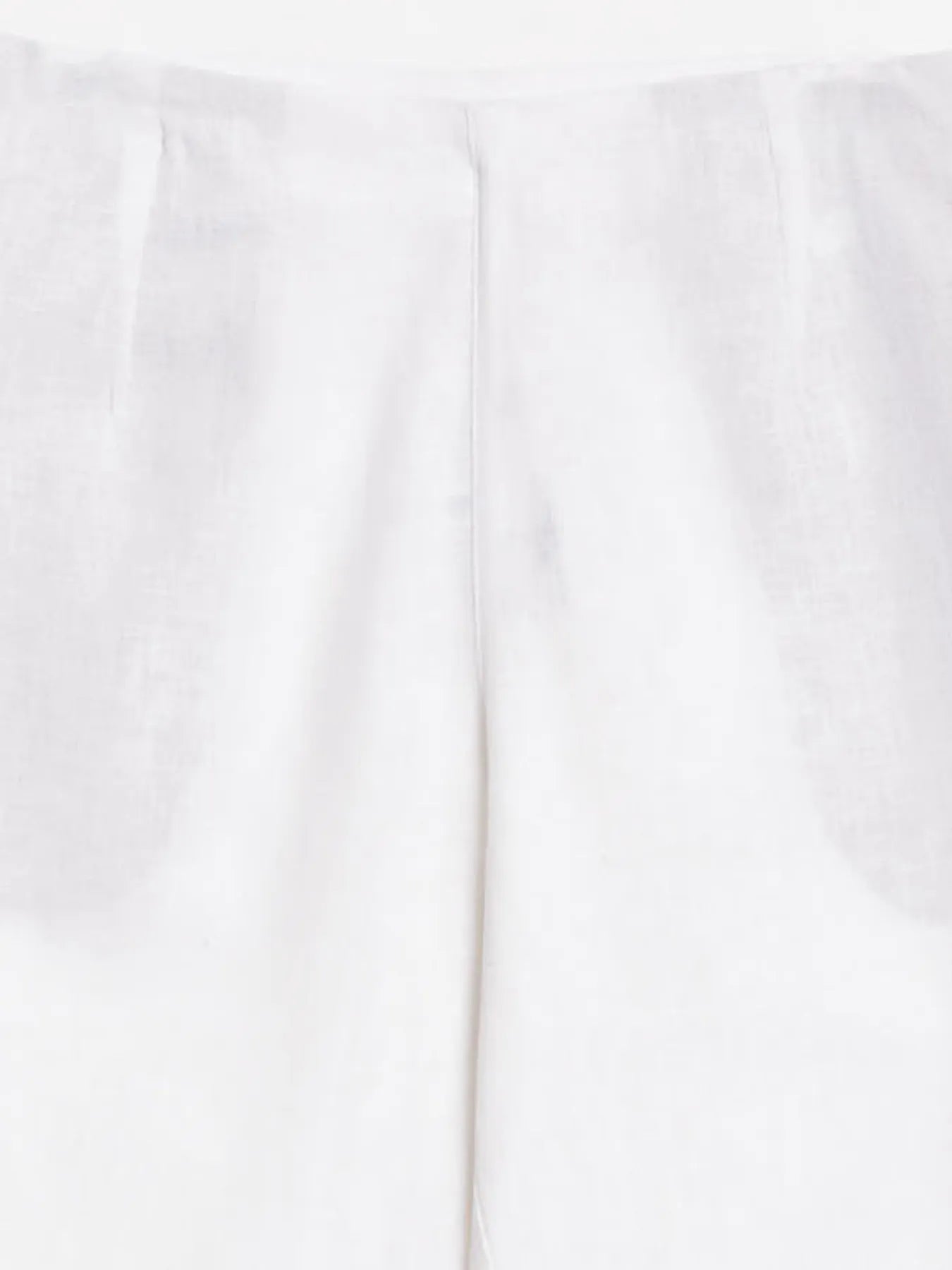 Women White Linen Blend Wide Leg Pant