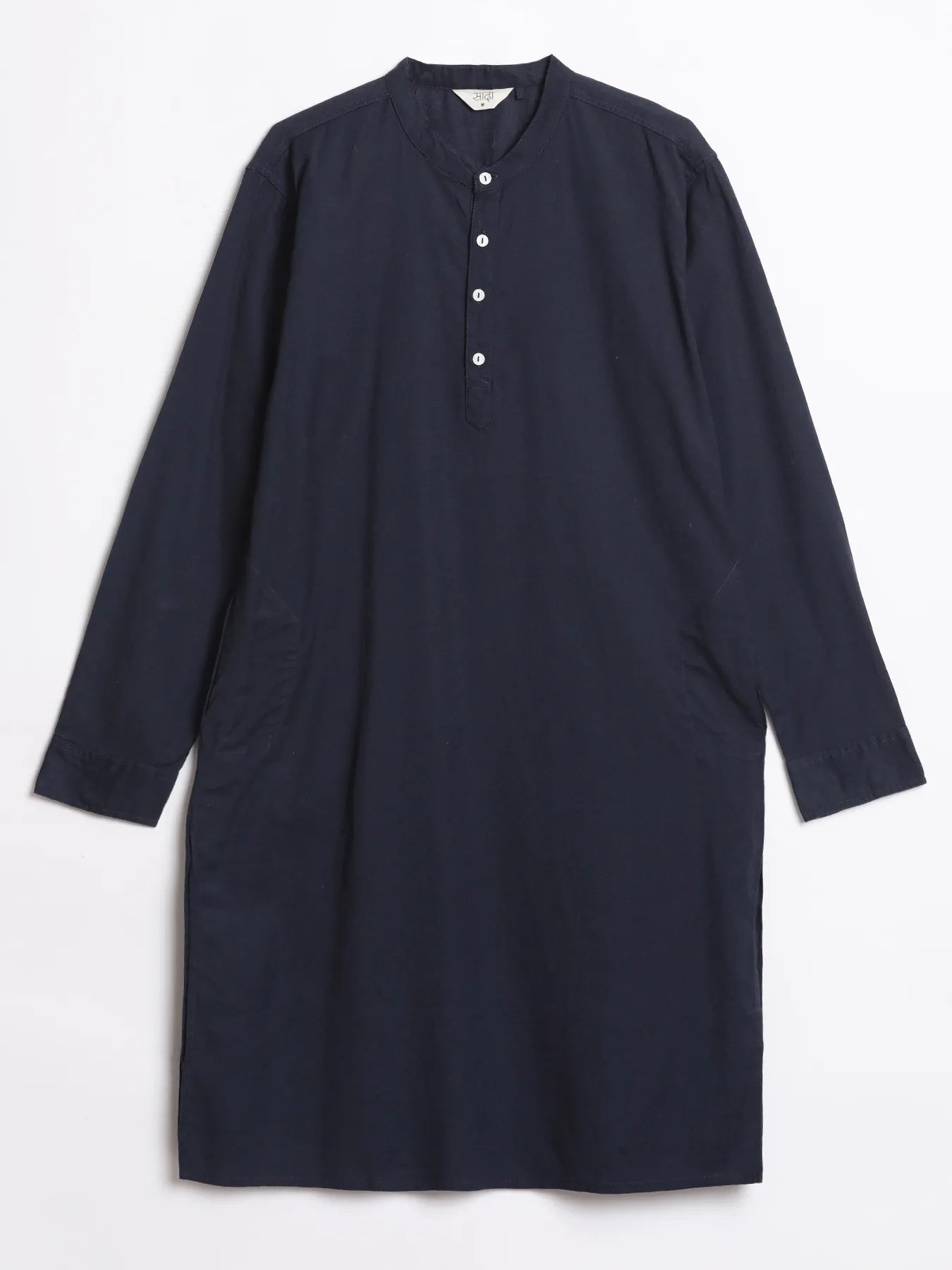 Men Navy Blue Airy Linen Long Kurta