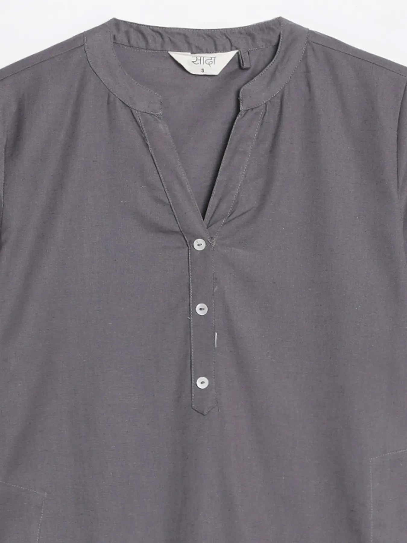 Women Slate Grey Airy Linen Long Kurta