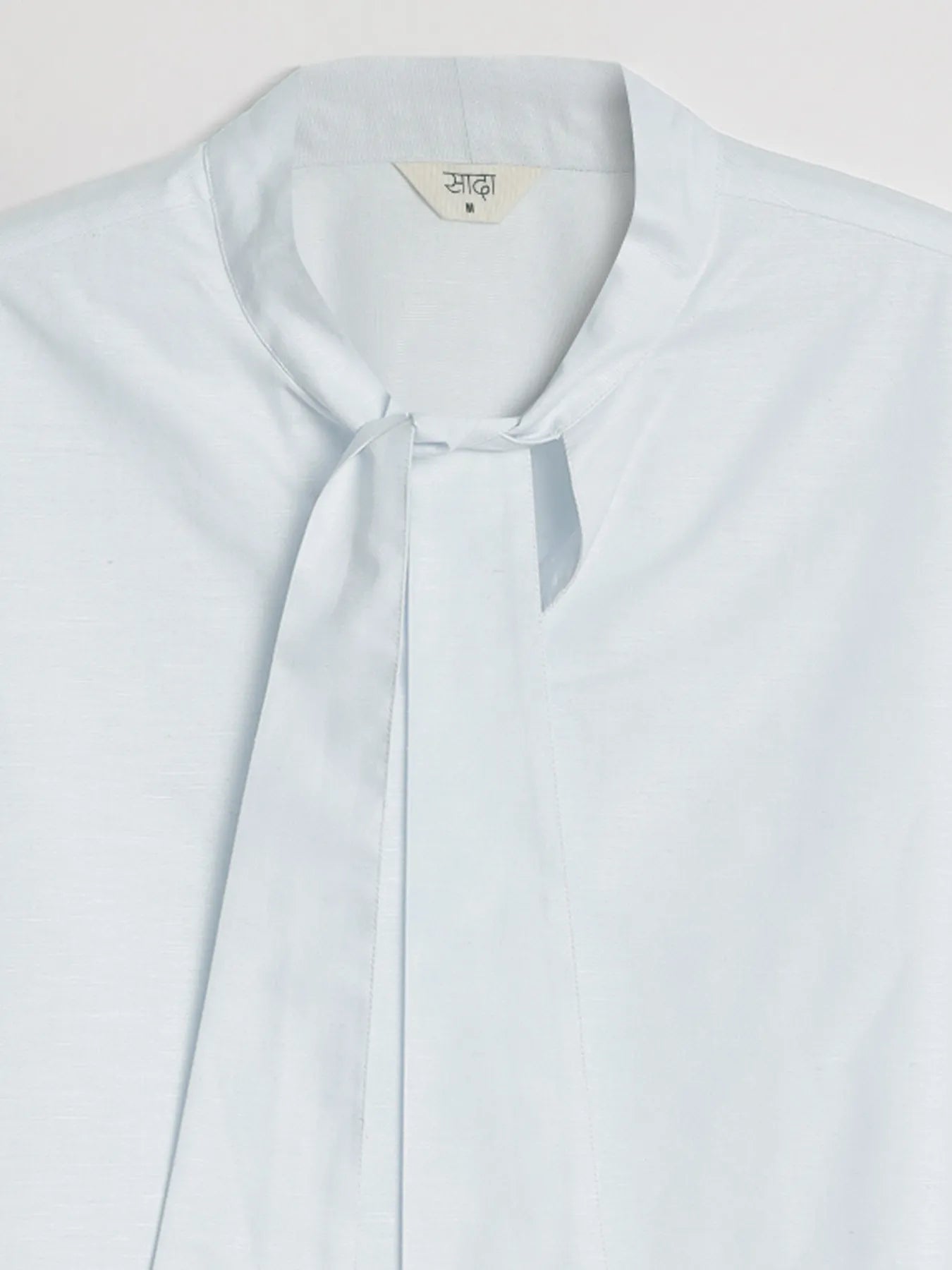 Women Powder Blue Linen Blend Knot Blouse