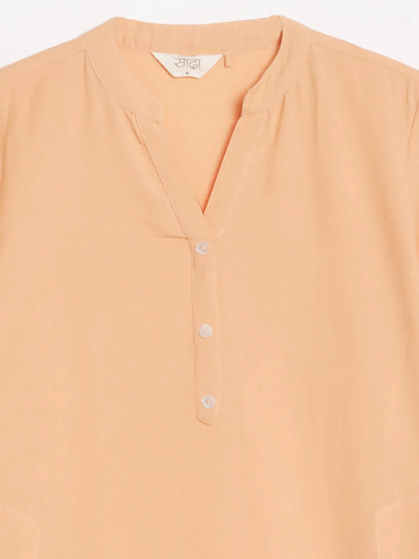 Women Peach Airy Linen Long Kurta