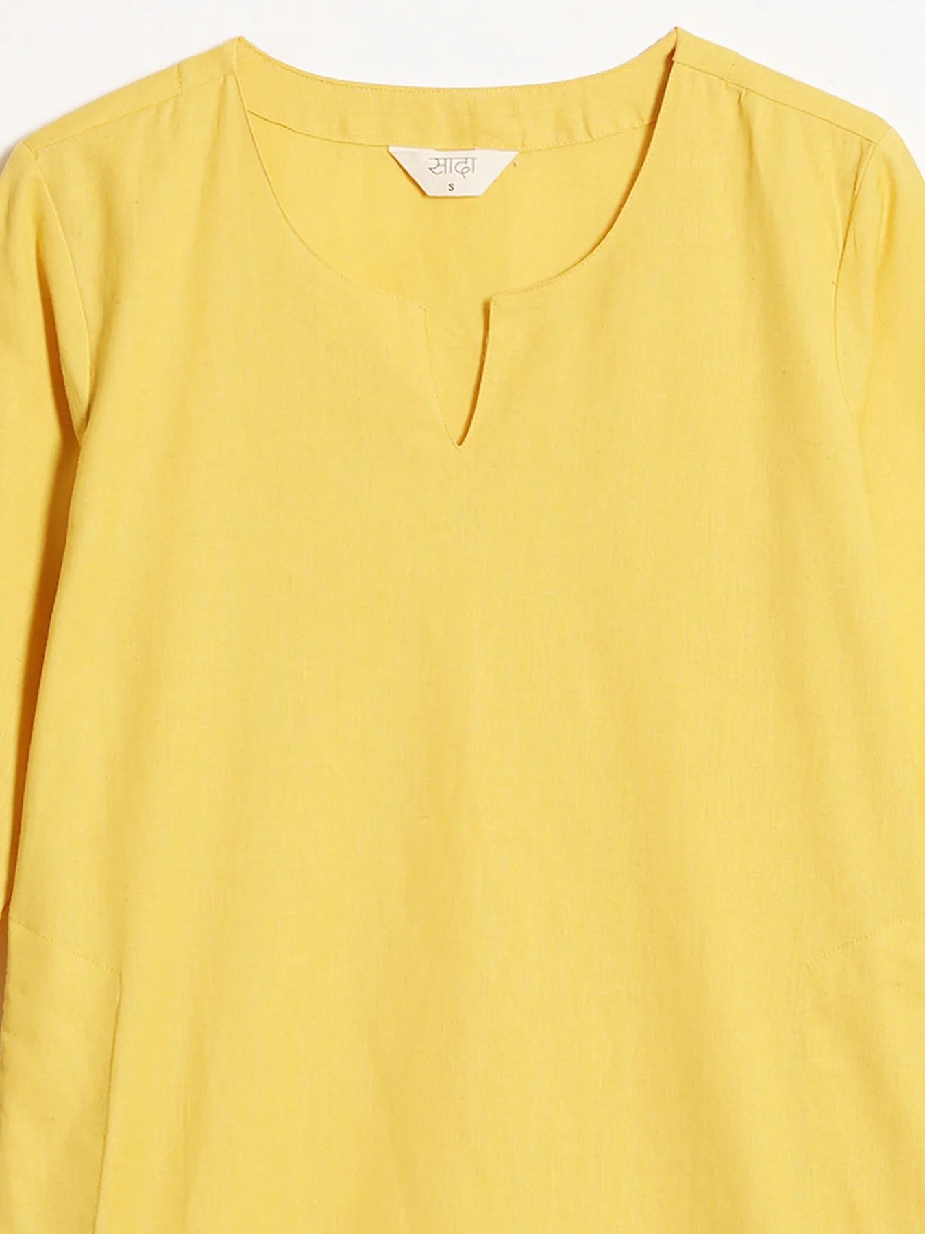 Women Yellow Airy Linen Mid Thigh Length Kurta