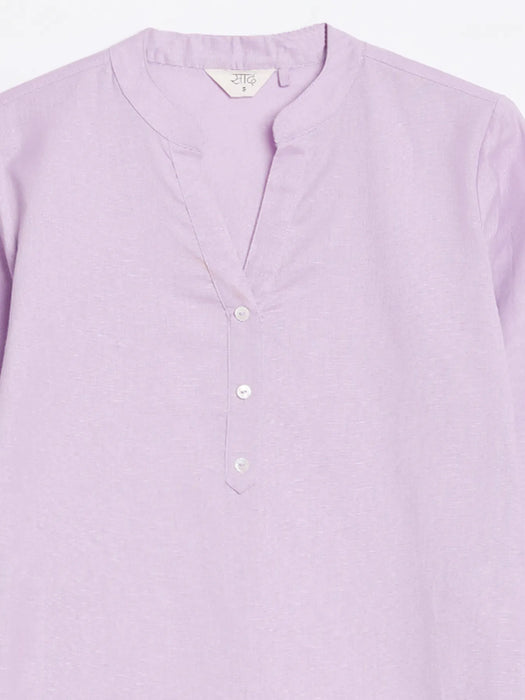 Women Lilac Airy Linen Long Kurta