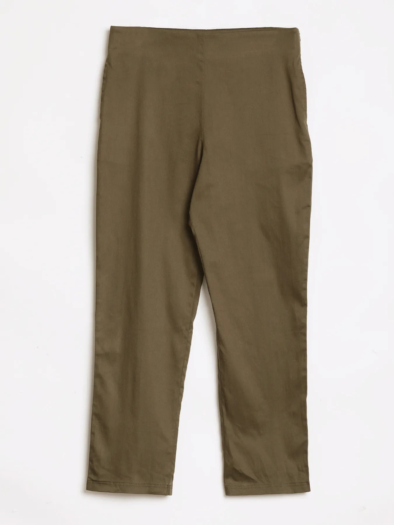 Women Plus Size Olive Green Straight Fit Formal Pants