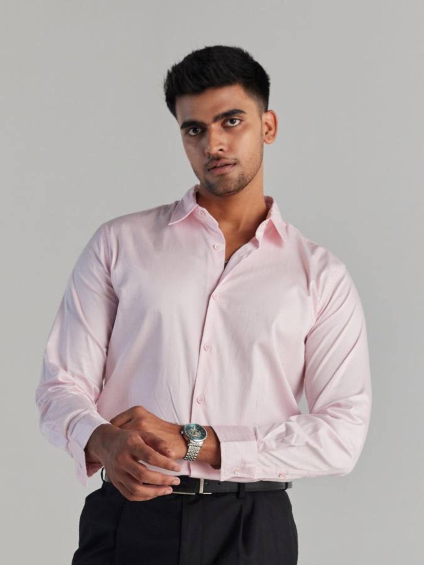 blush pink mens dress shirt Collars & Co Apex Performance Dress Shirt Light Pink Twill / Large