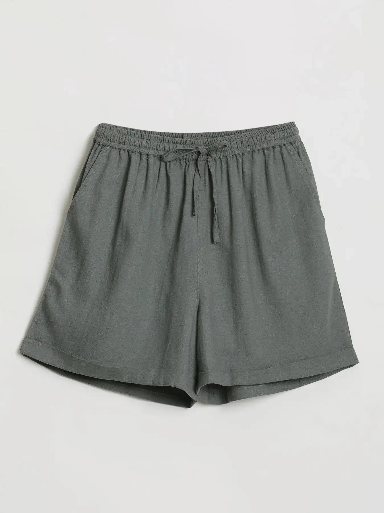 Women German Grey Flowy Linen Short Set
