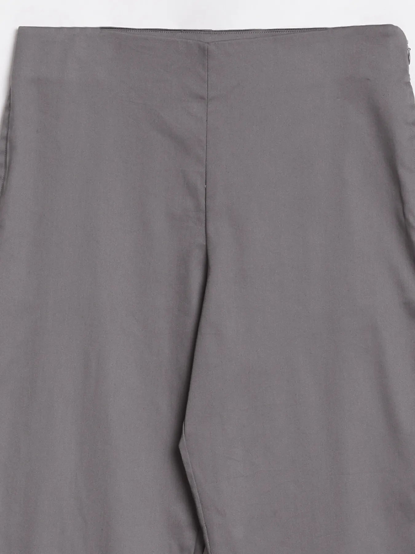 Women Plus Size German Grey Straight Fit Formal Pants