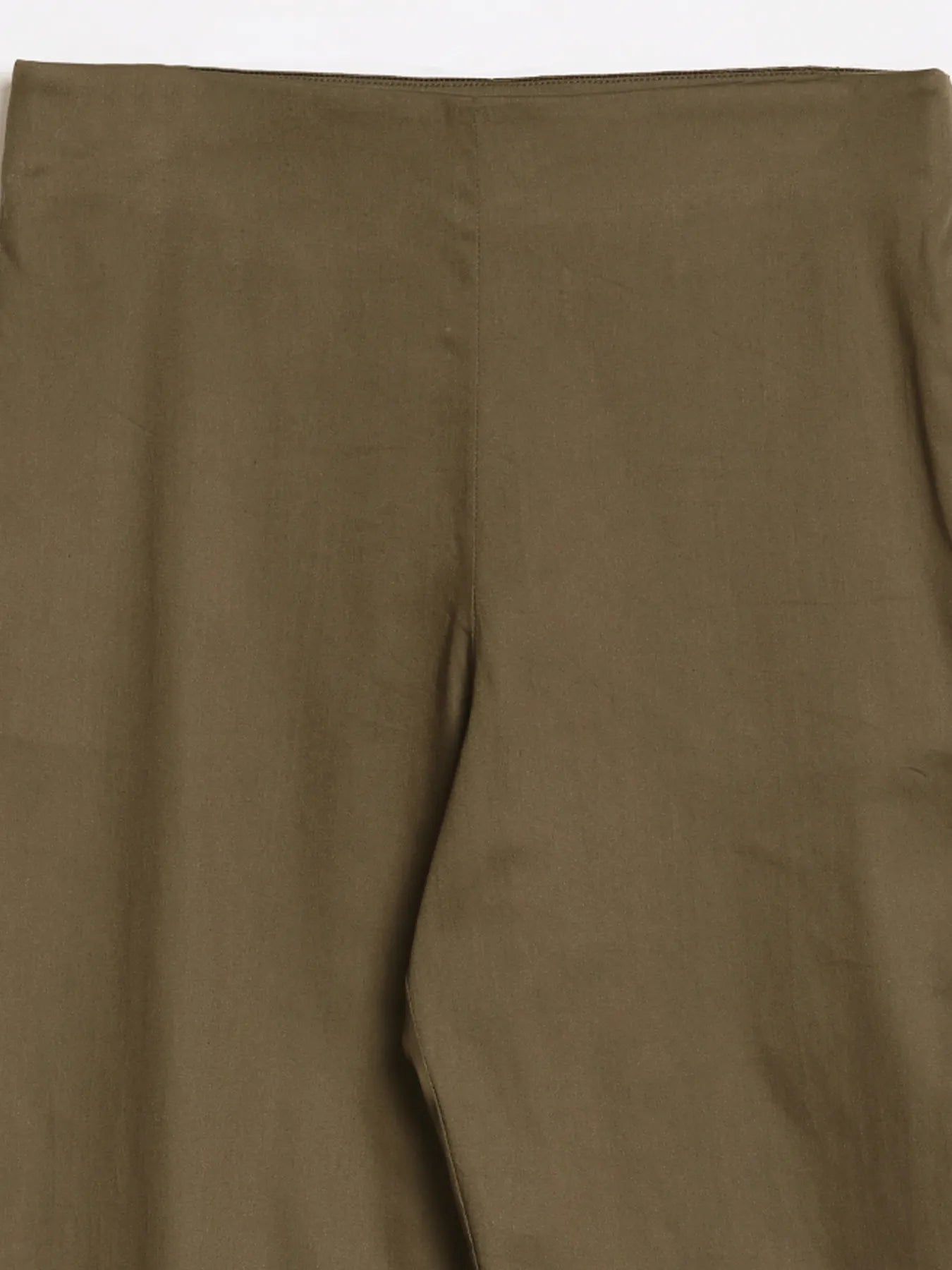 Women Olive Green Straight Fit Formal Pants