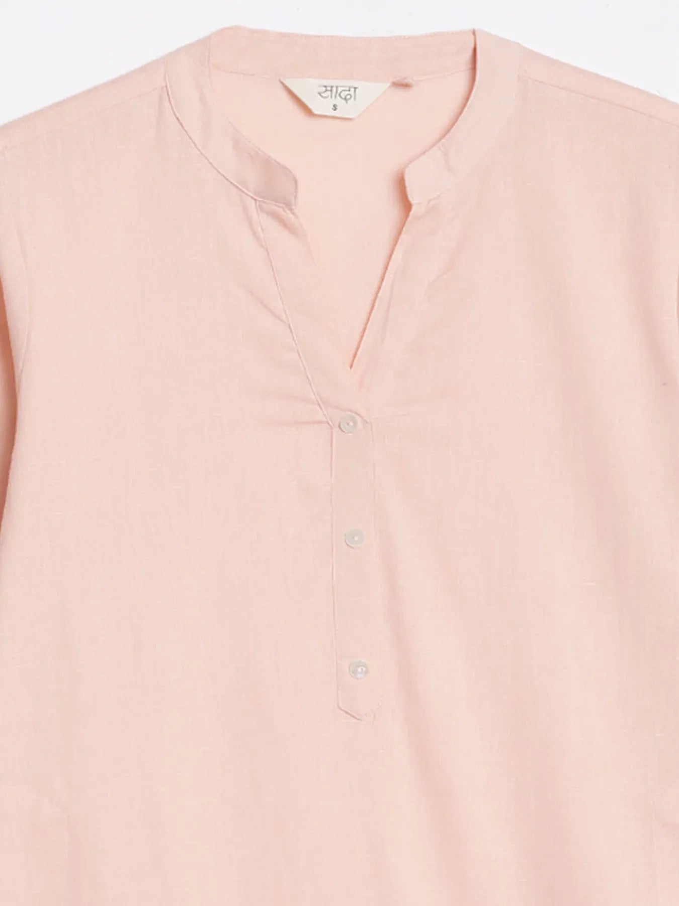 Women Salmon Pink Airy Linen Long Kurta