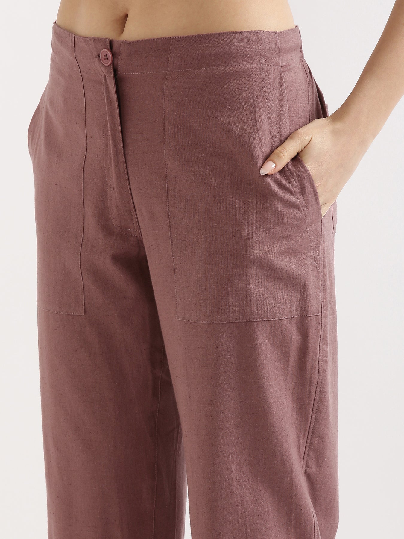 Rose Taupe Airy Linen Pants