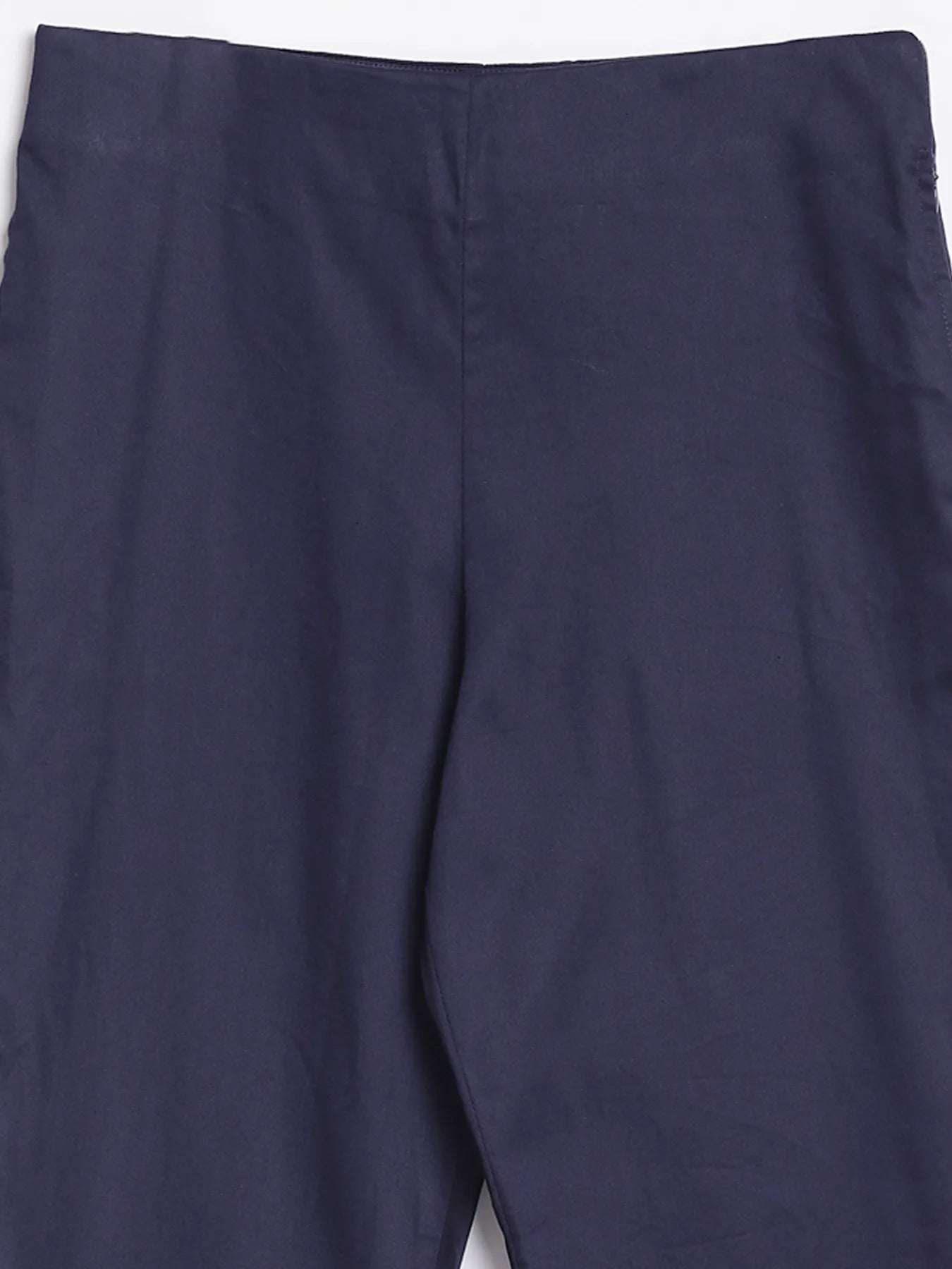 Women Plus Size Navy Blue Straight Fit Formal Pants