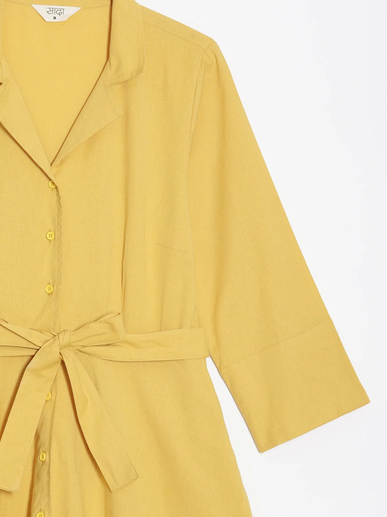Women Yellow Airy Linen Flared Dress