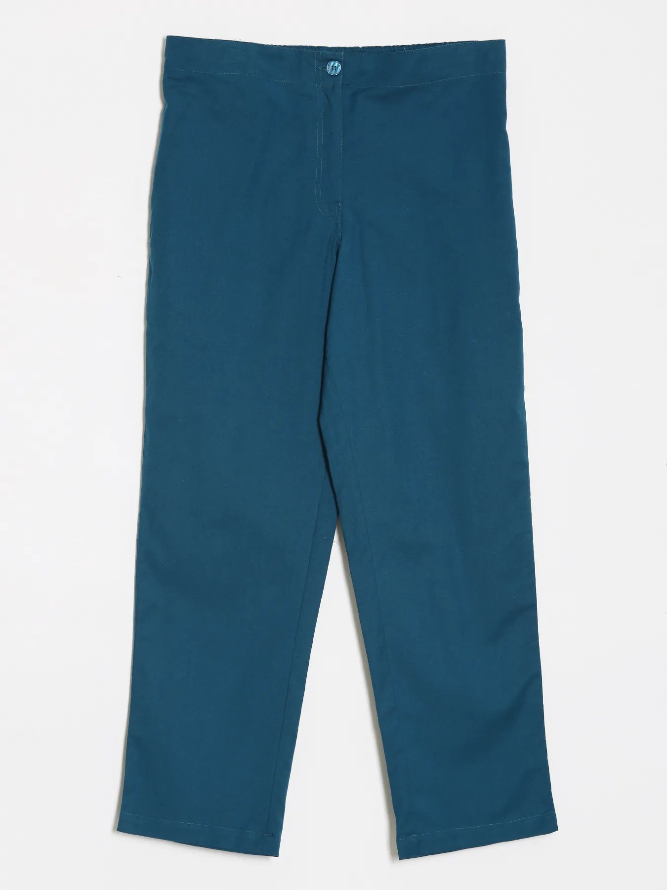 Women Turquoise Airy Linen Straight Pant