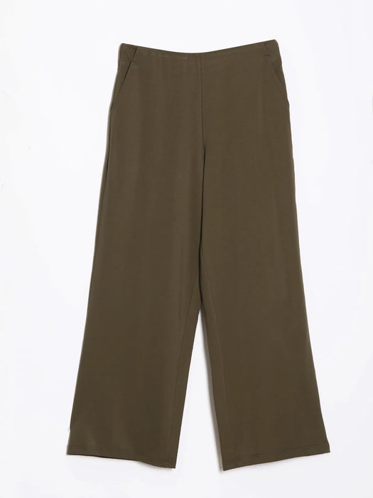 Women Olive Green Wide Leg Pants