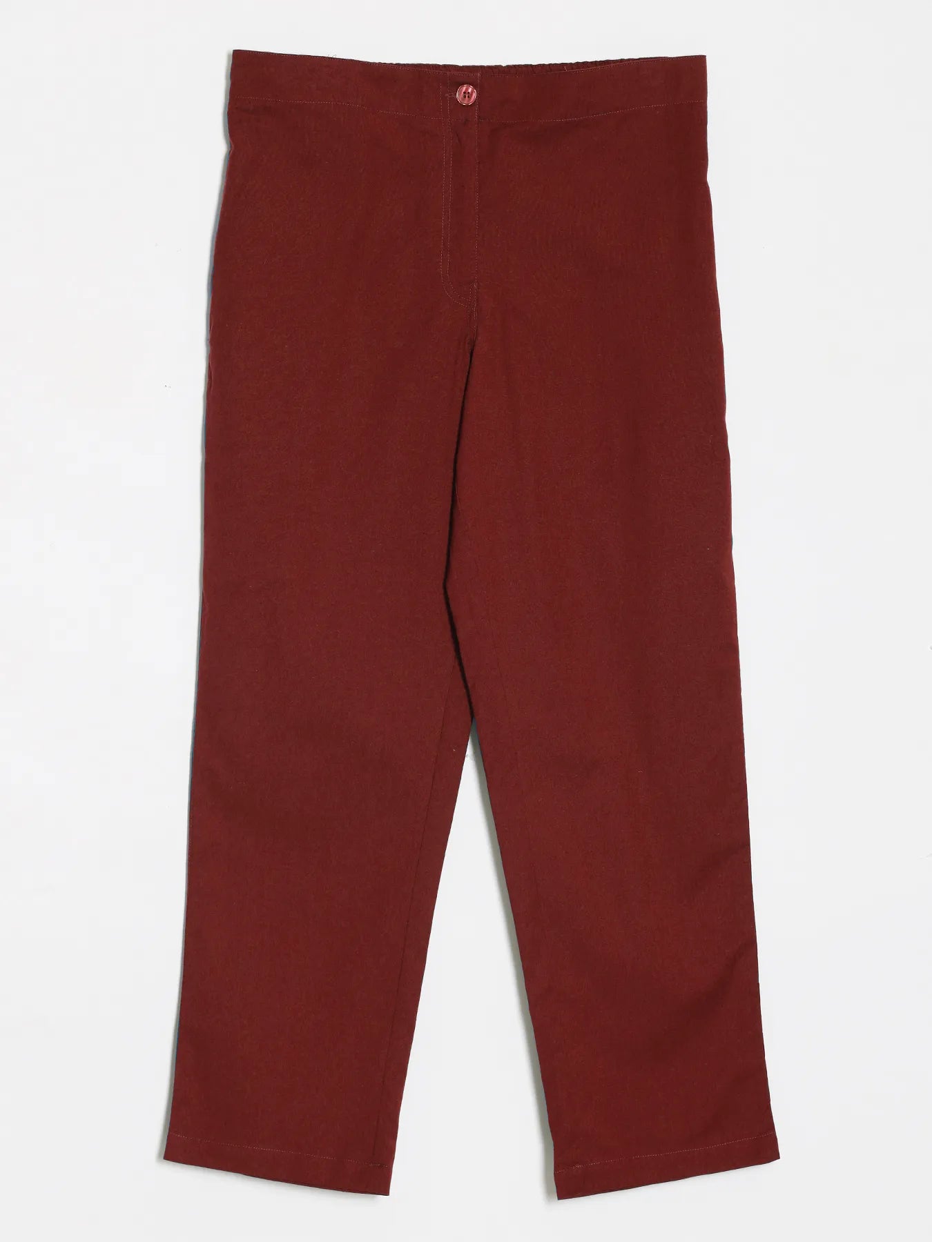 Women Maroon Airy Linen Straight Pant