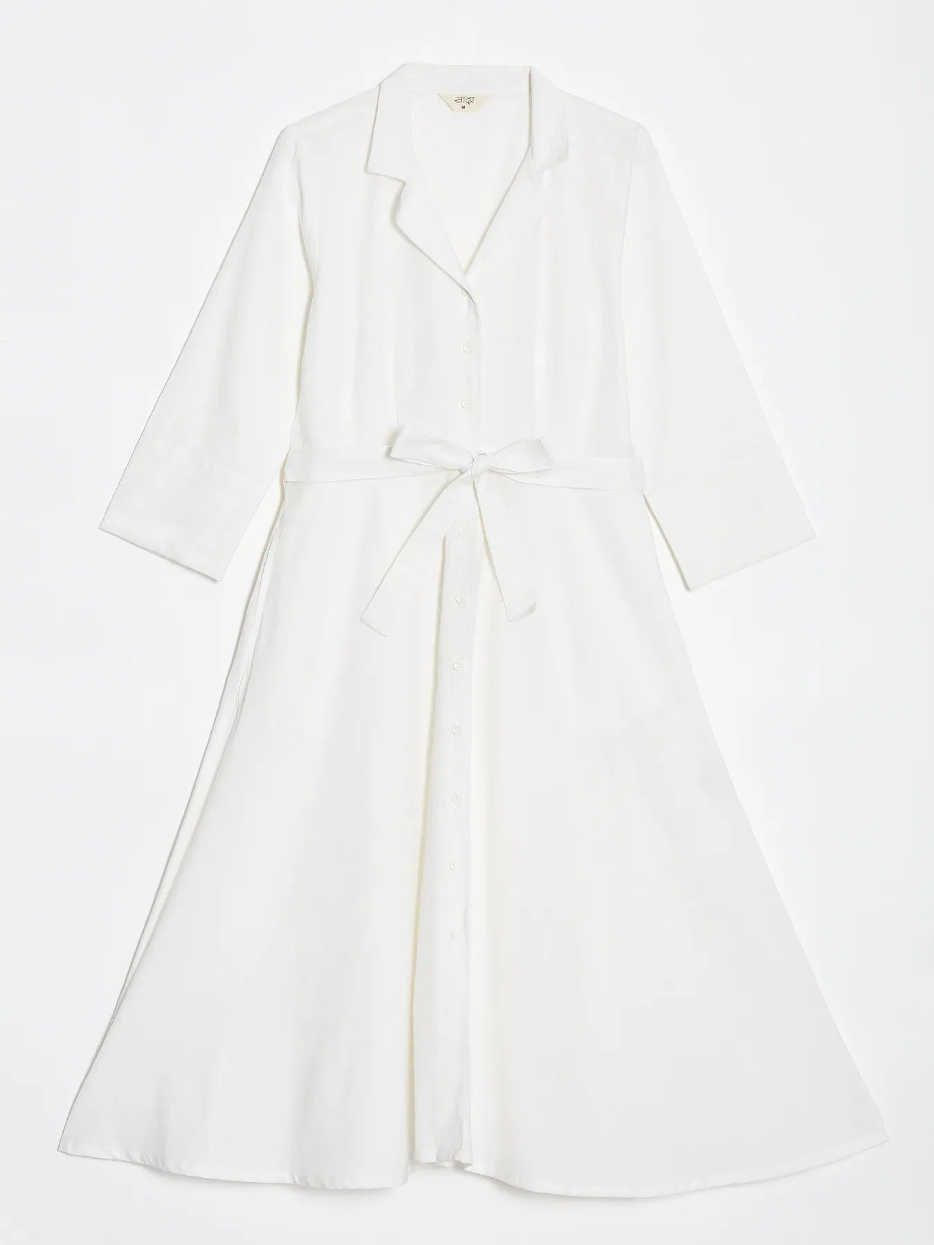 Women White Airy Linen Flared Dress