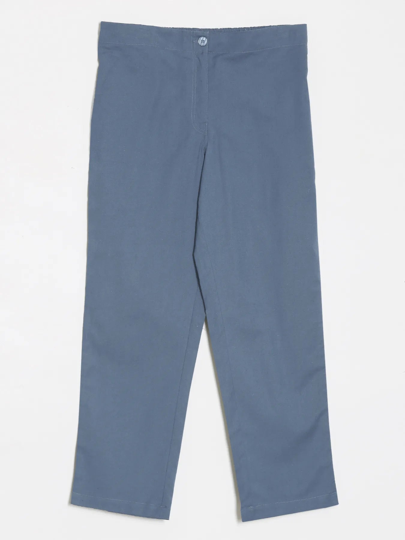 Women English Blue Airy Linen Straight Pants
