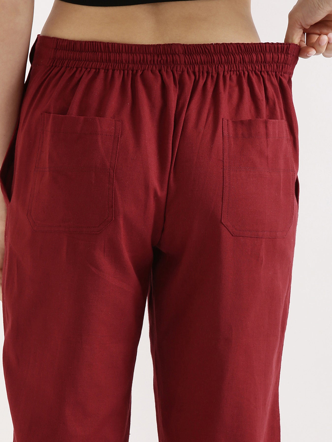 Maroon Airy Linen Pants