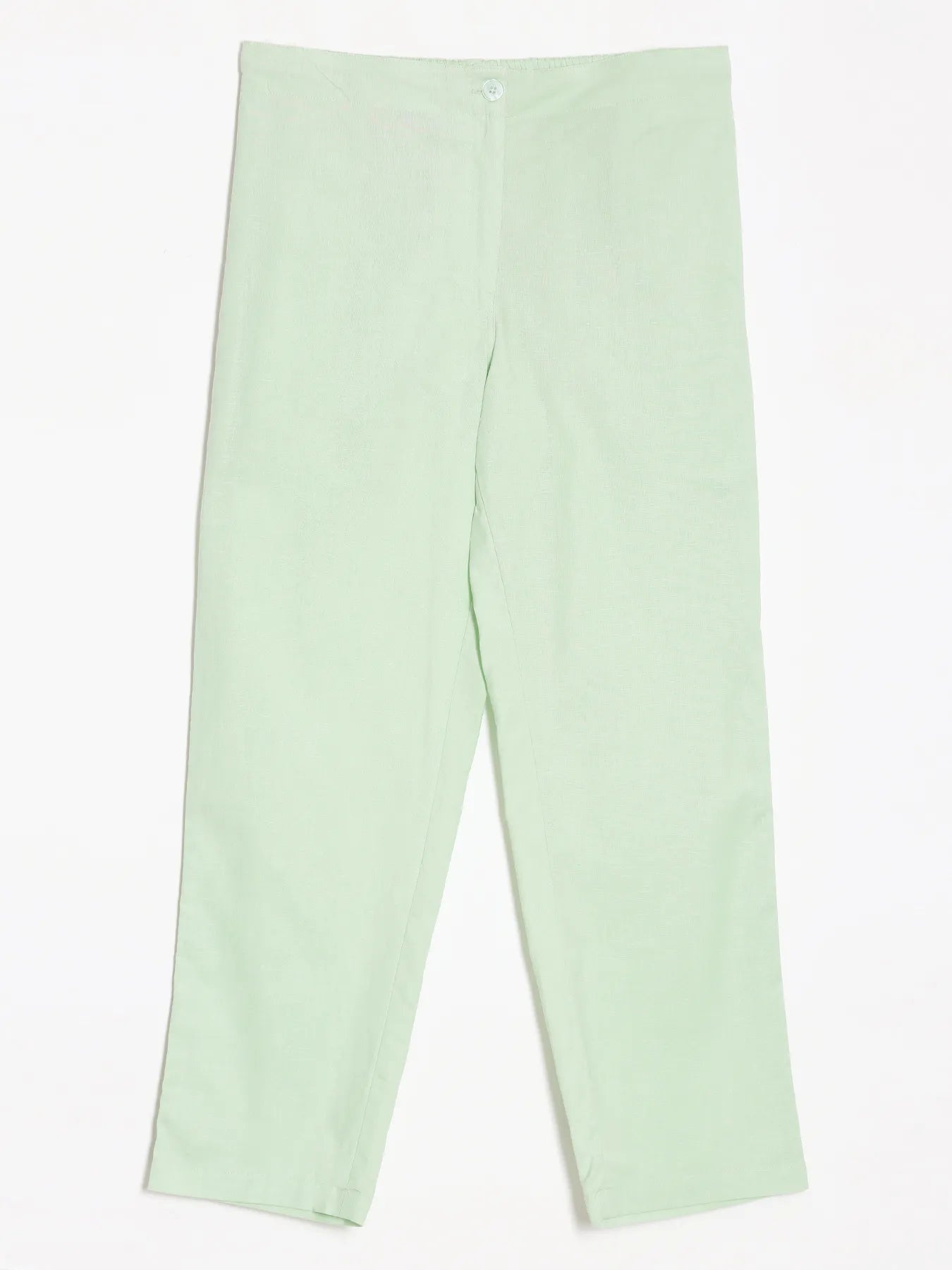 Women Mint Green Airy Linen Straight Pant