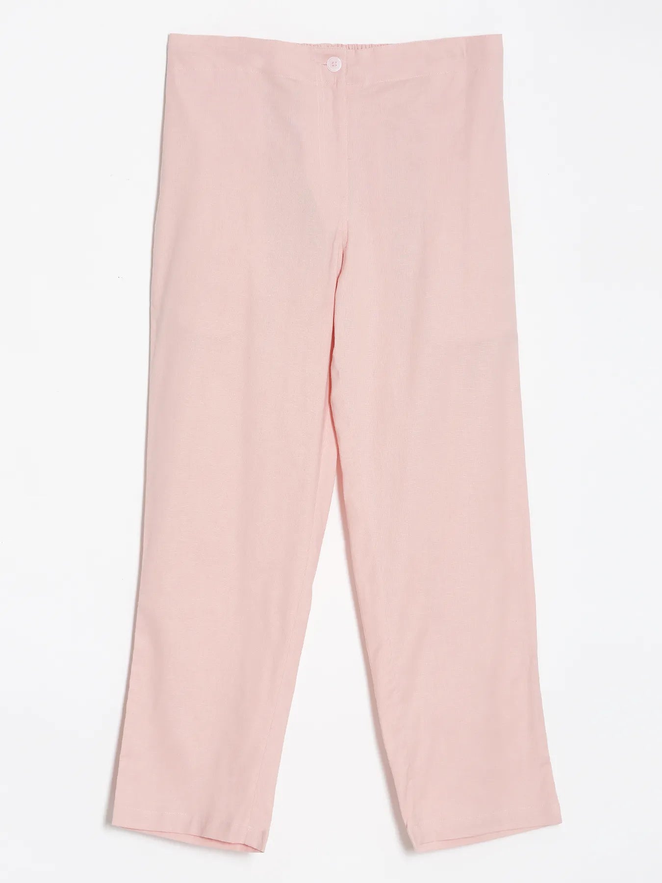 Women Salmon Pink Airy Linen Straight Pant