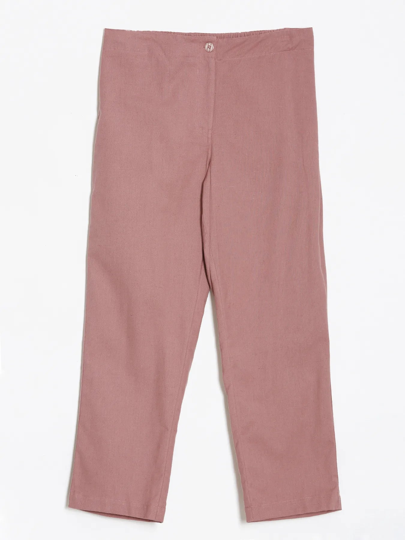 Women Rose Taupe Airy Linen Straight Pant