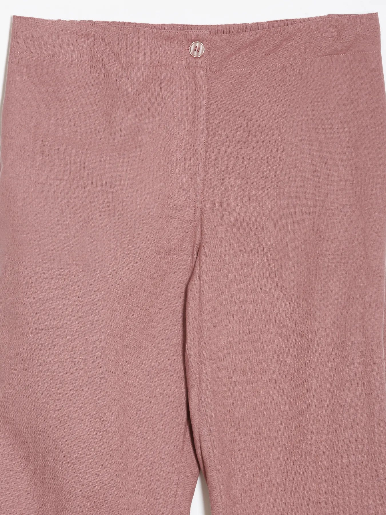 Women Rose Taupe Airy Linen Straight Pant