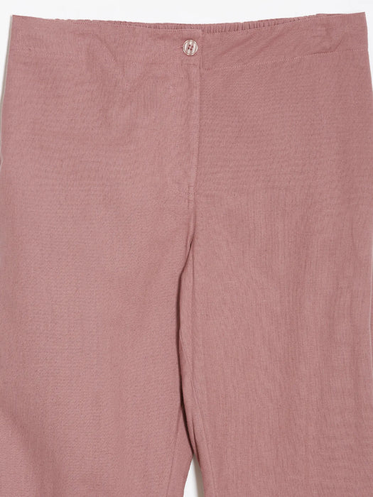 Women Rose Taupe Airy Linen Straight Pants
