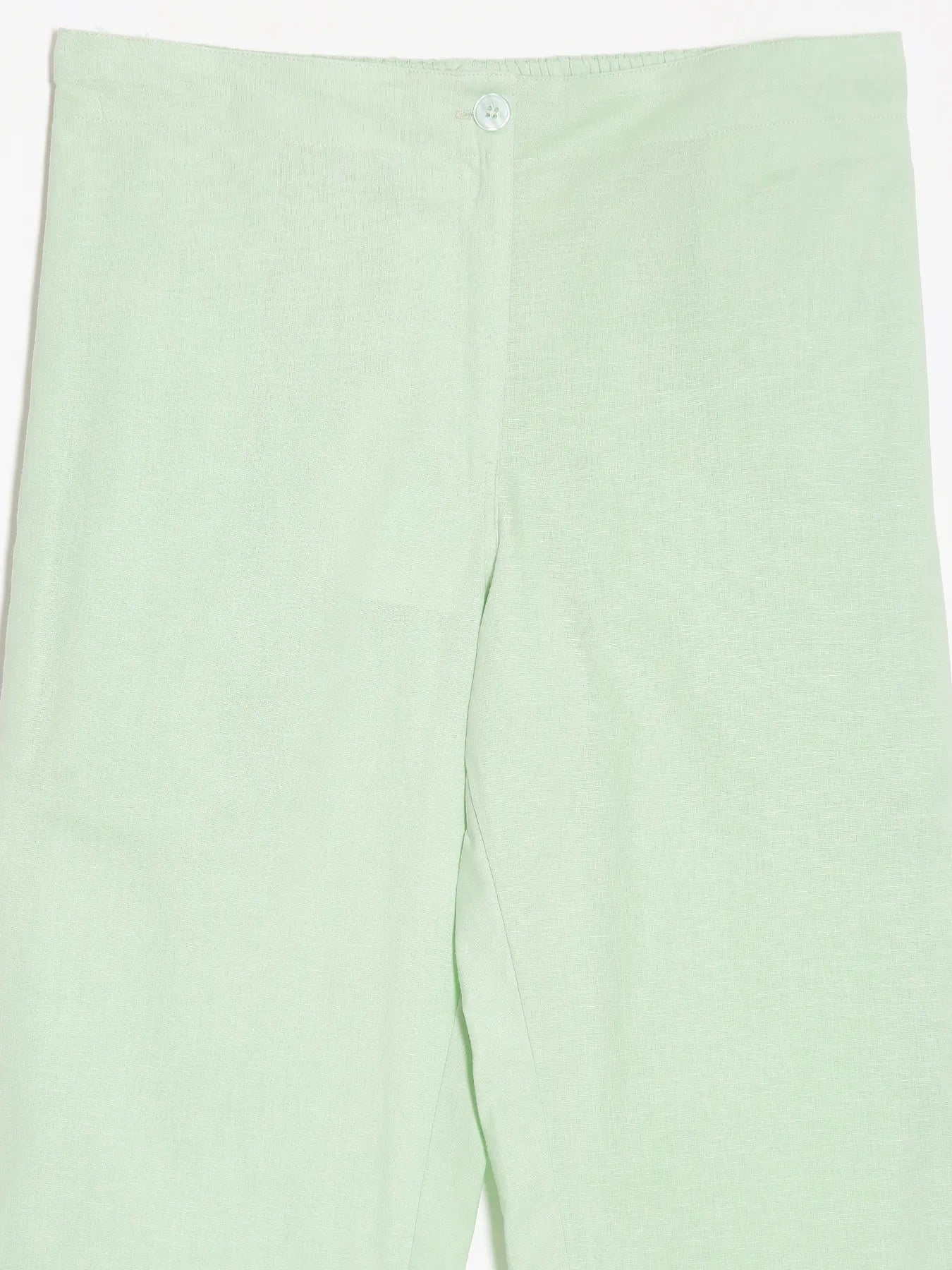 Women Mint Green Airy Linen Straight Pant