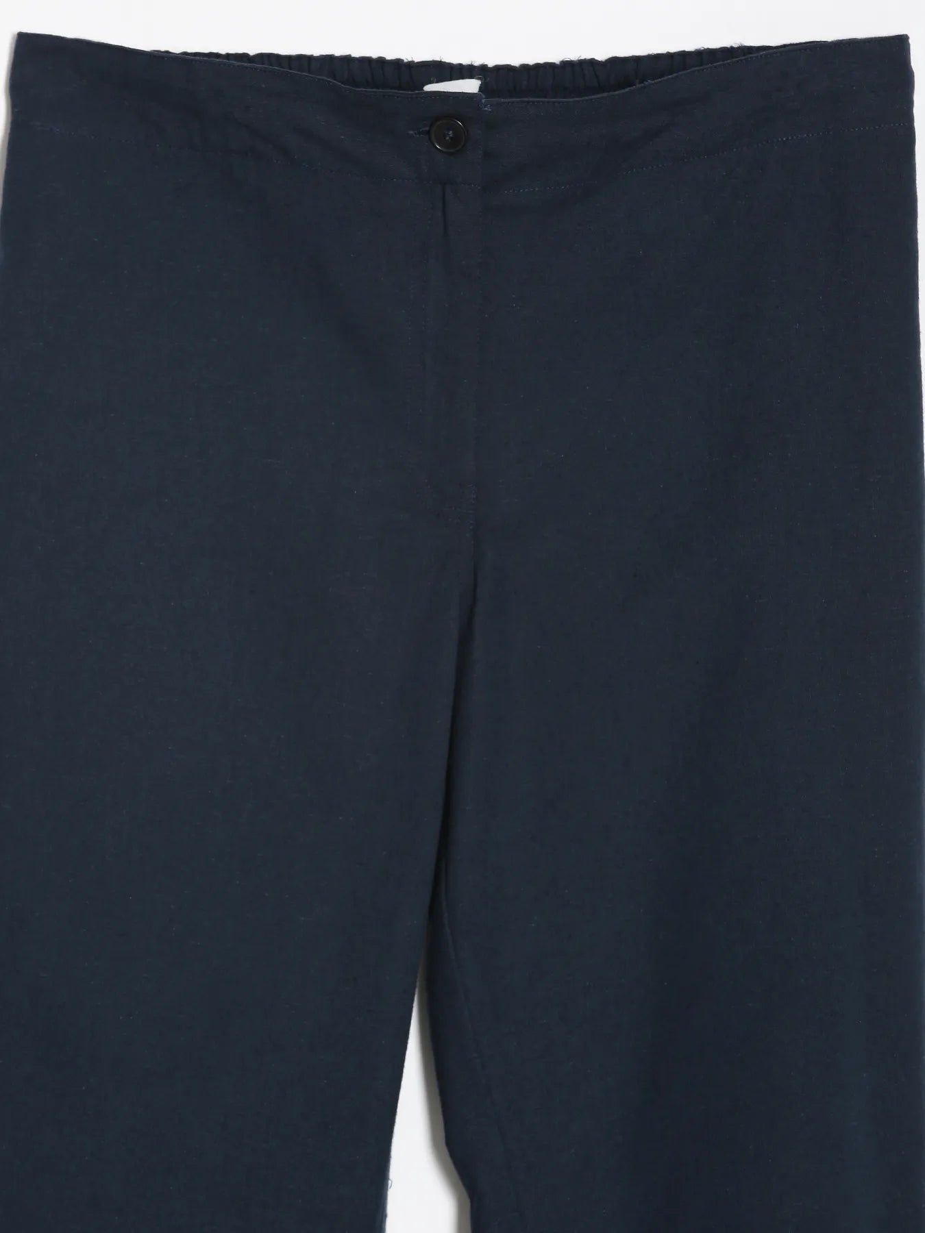 Women Navy Blue Airy Linen Straight Pant