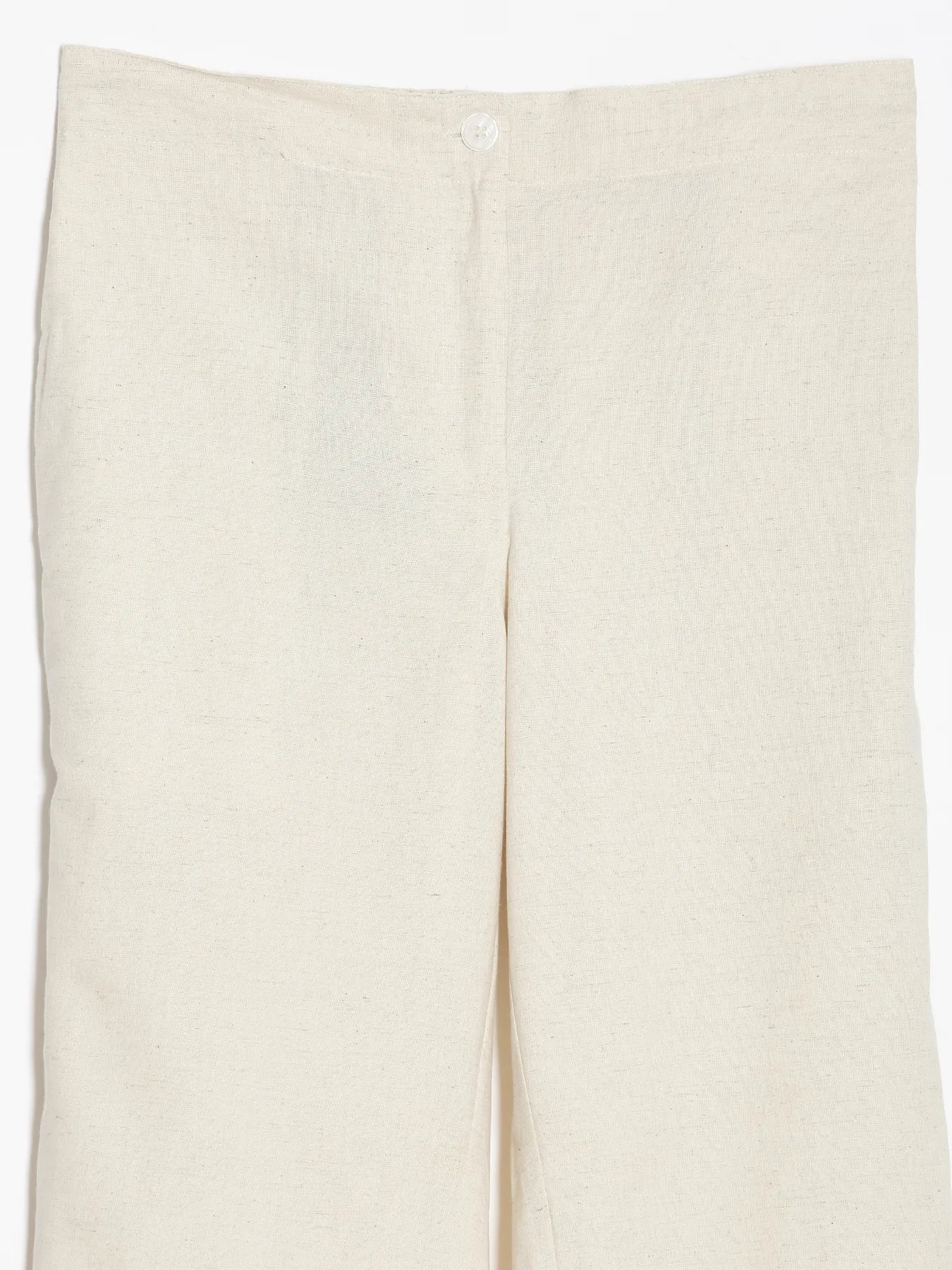 Women Ecru Airy Linen Straight Pants