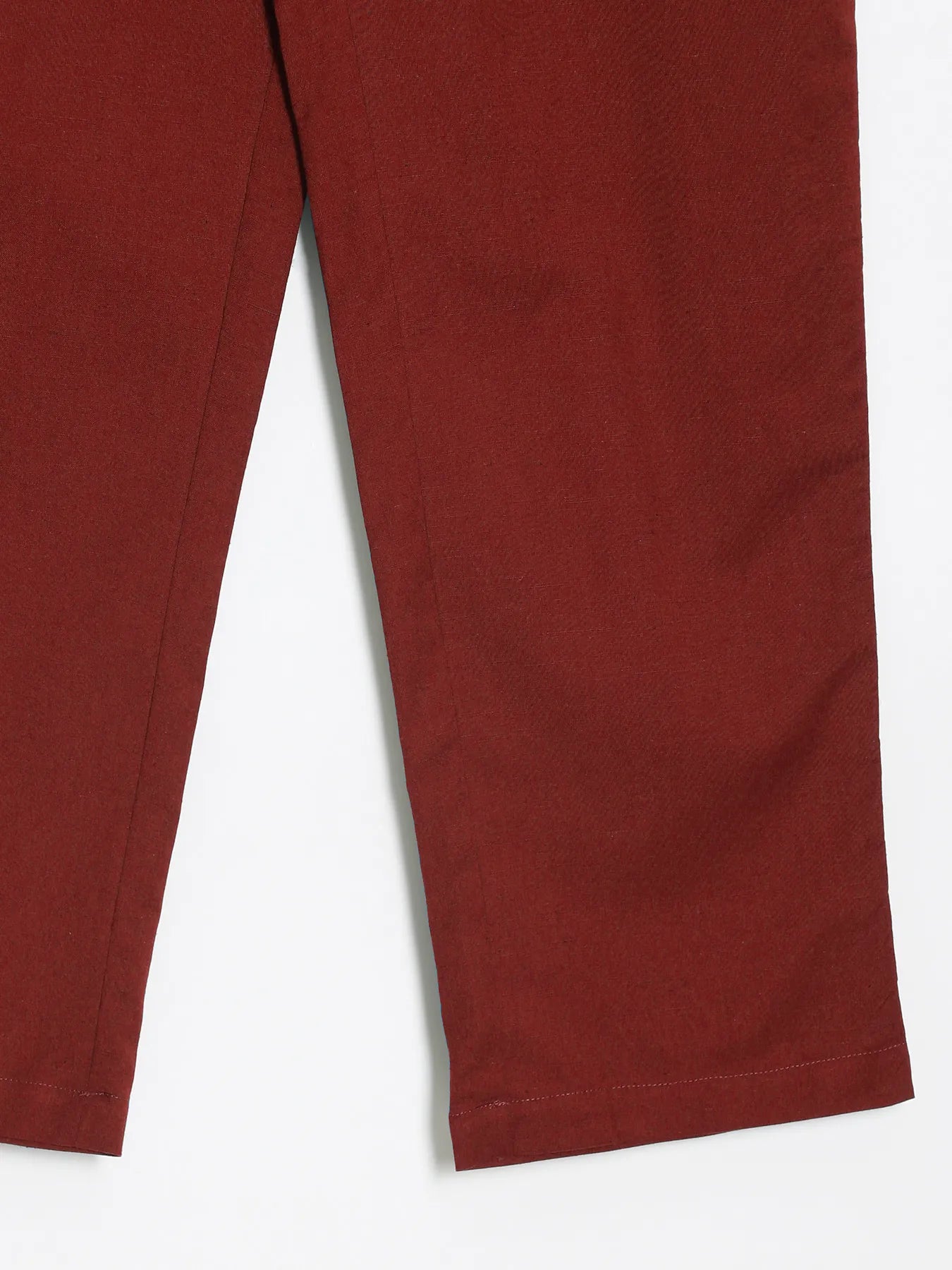 Women Maroon Airy Linen Straight Pant