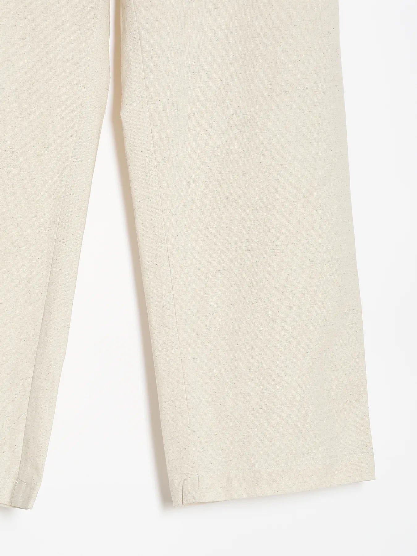 Women Ecru Airy Linen Straight Pants