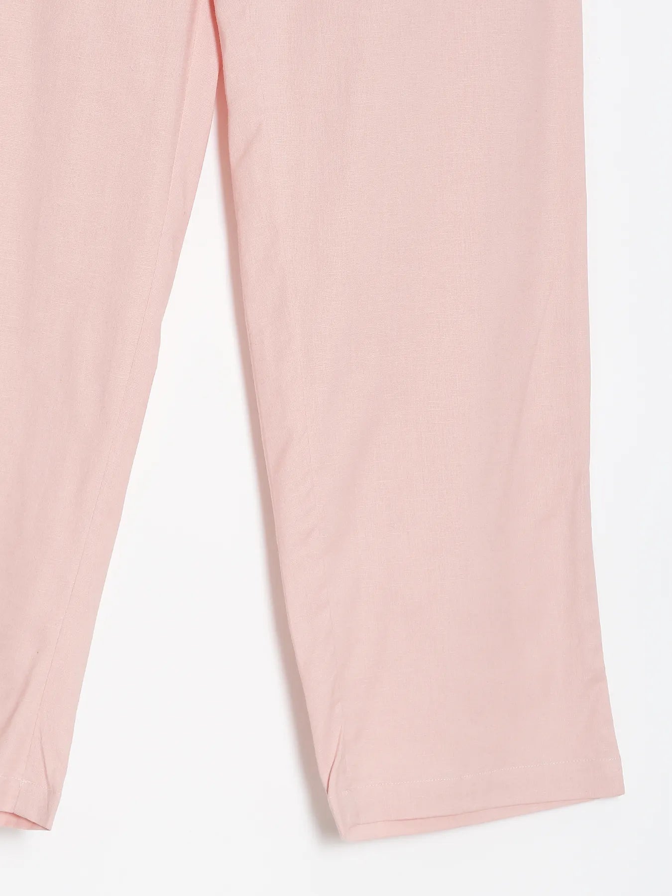 Women Salmon Pink Airy Linen Straight Pant