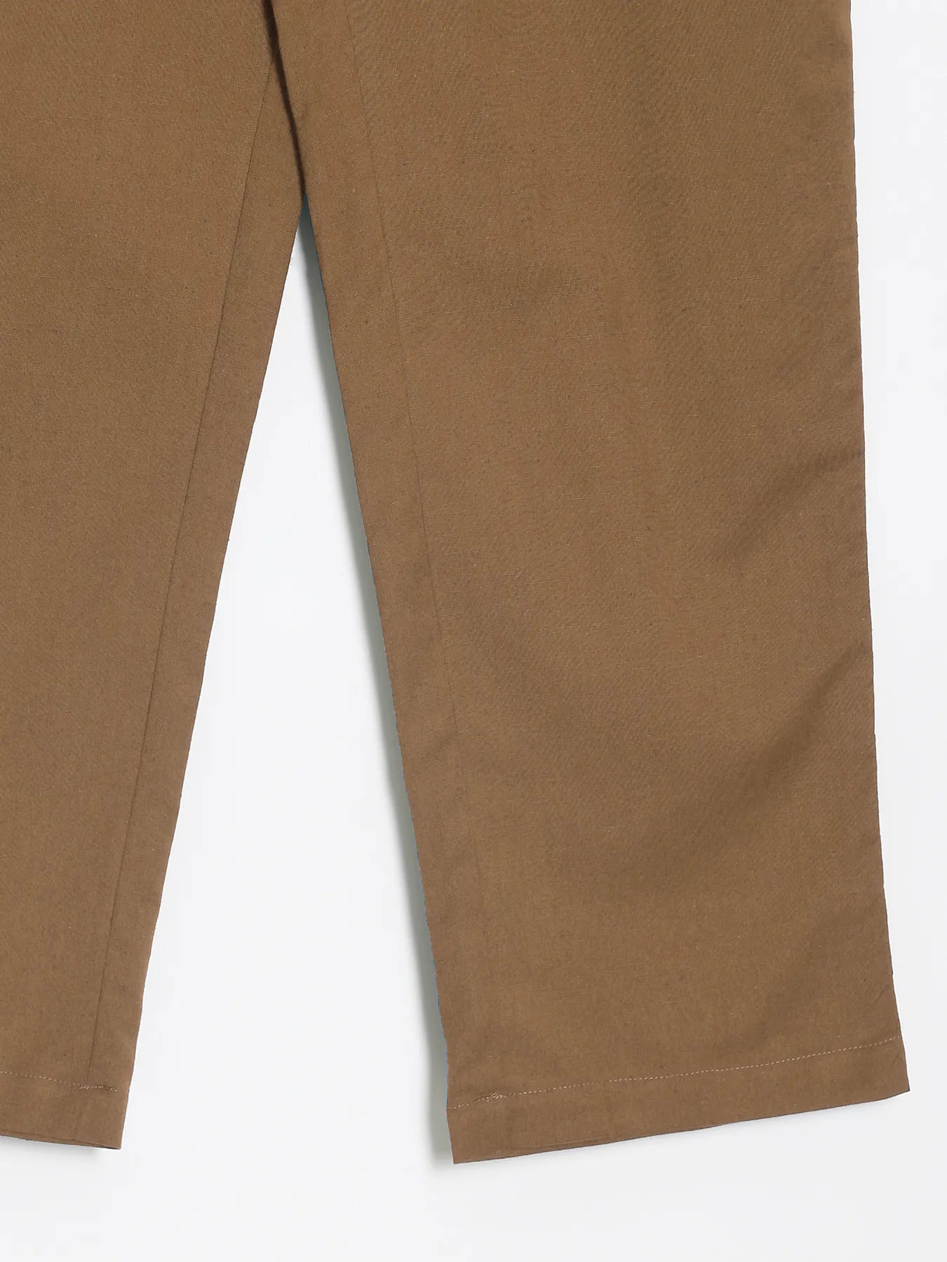 Women Coffee Brown Airy Linen Straight Pants