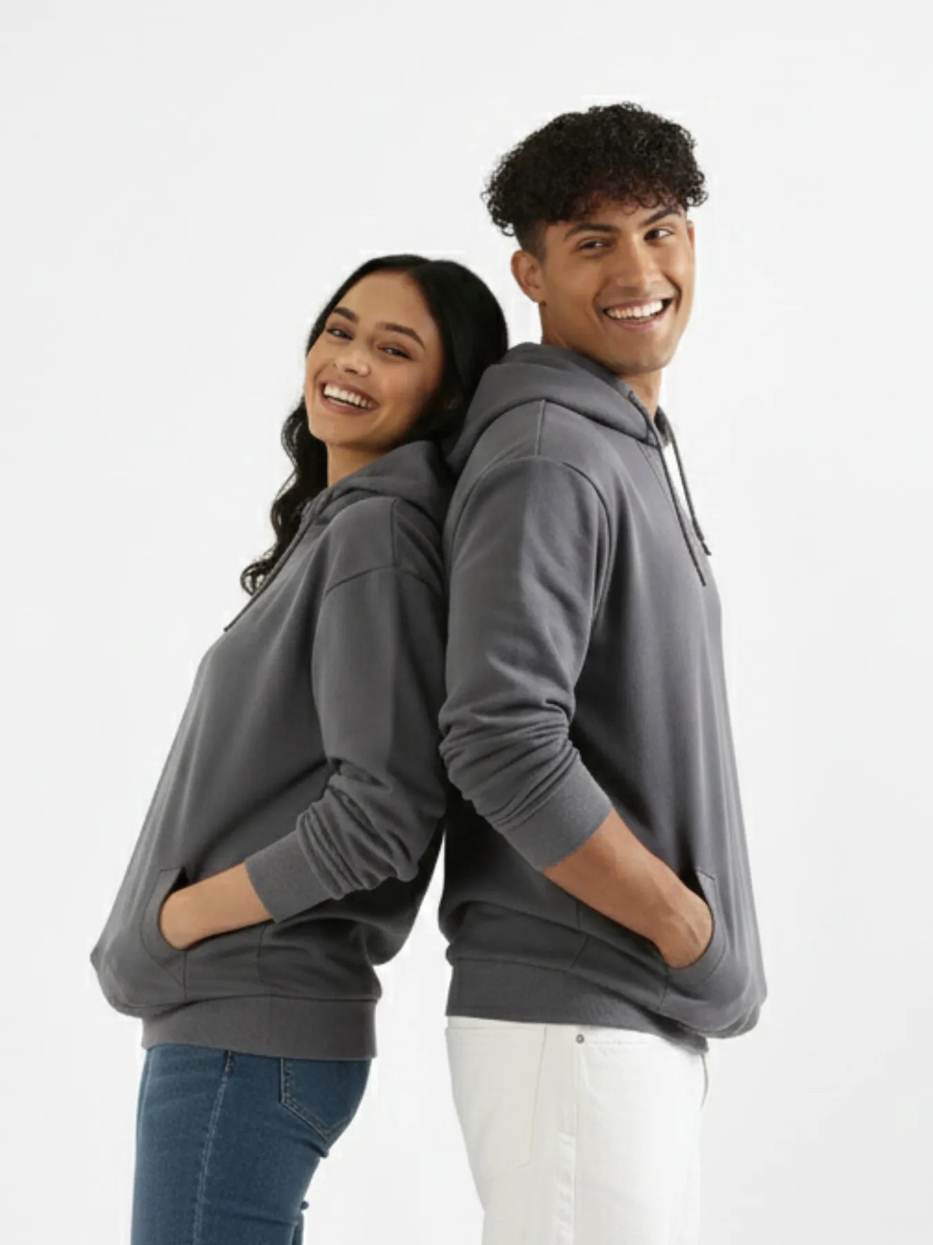 Unisex Grey Pullover Fleece Hoodie