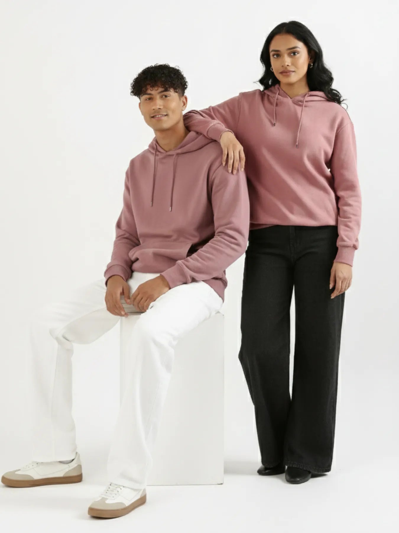 Unisex Rose Taupe Pullover Fleece Hoodie