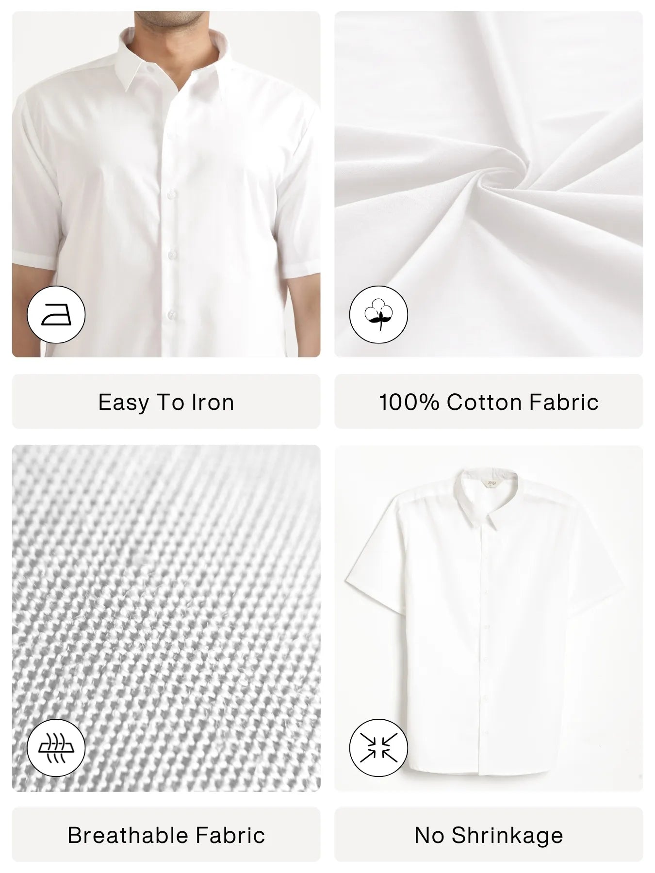 Men White Better Cotton Short Sleeve Shirt