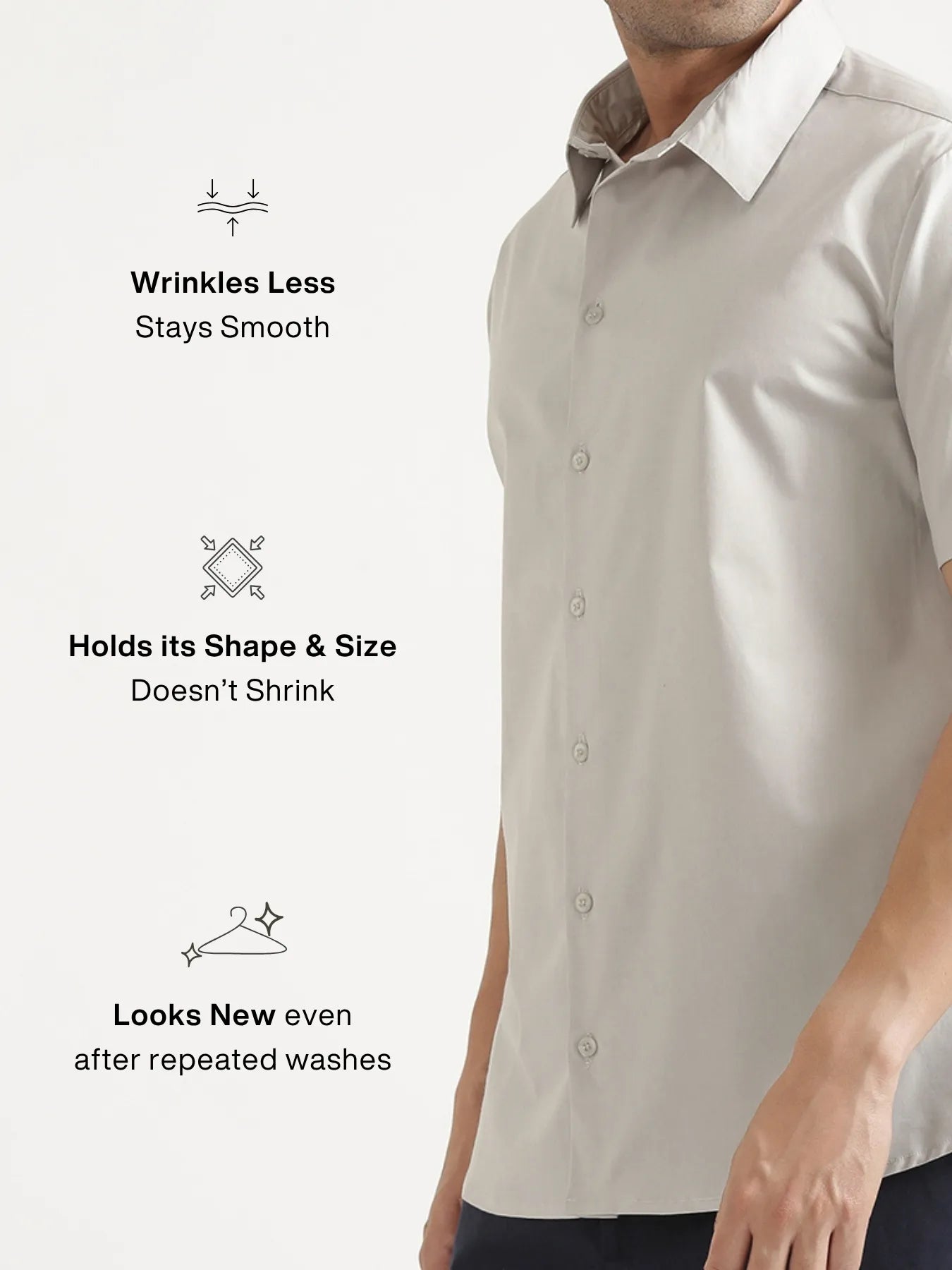 Men Light Grey Better Cotton Short Sleeve Shirt