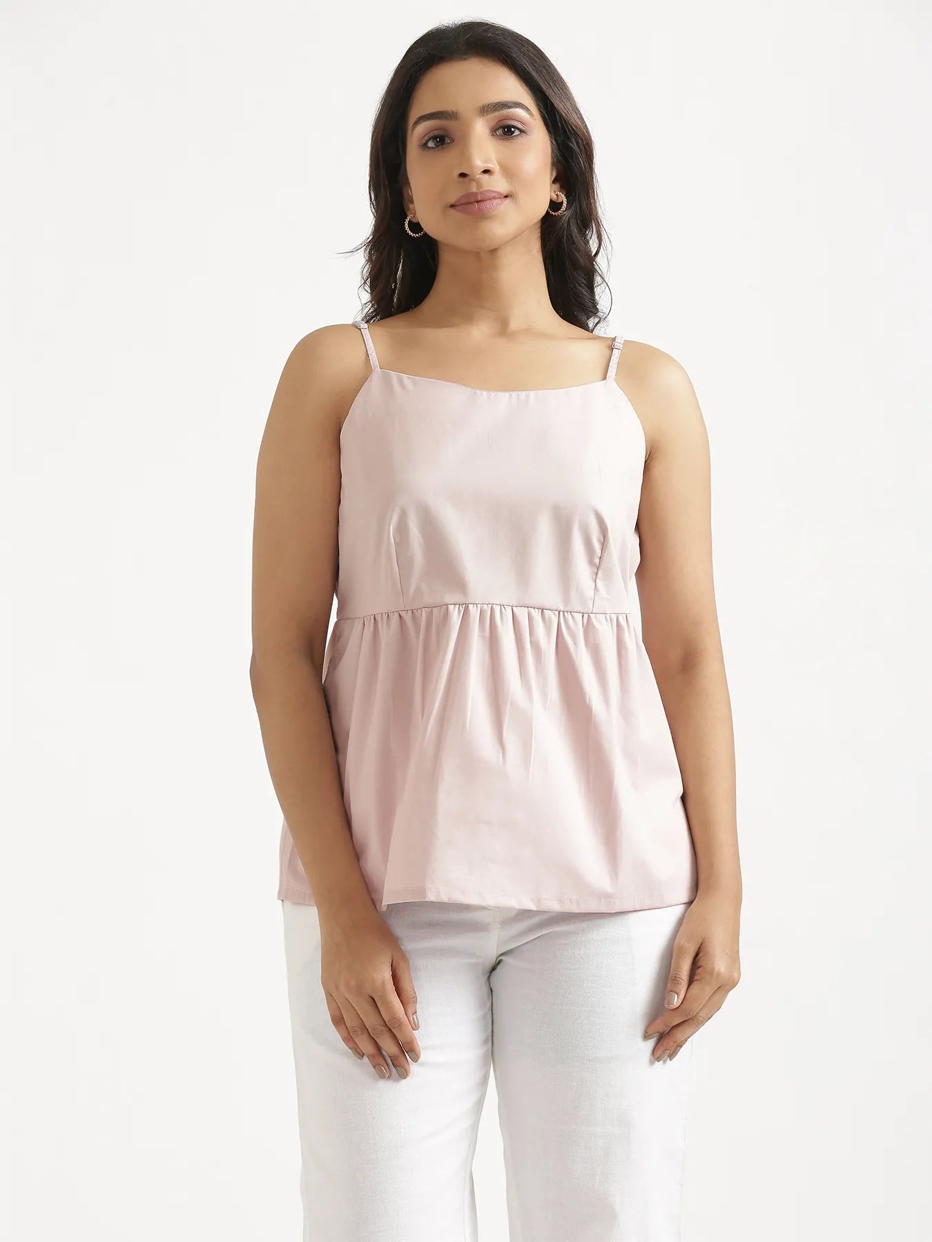 Women Mauve Pink Better Cotton Peplum Top